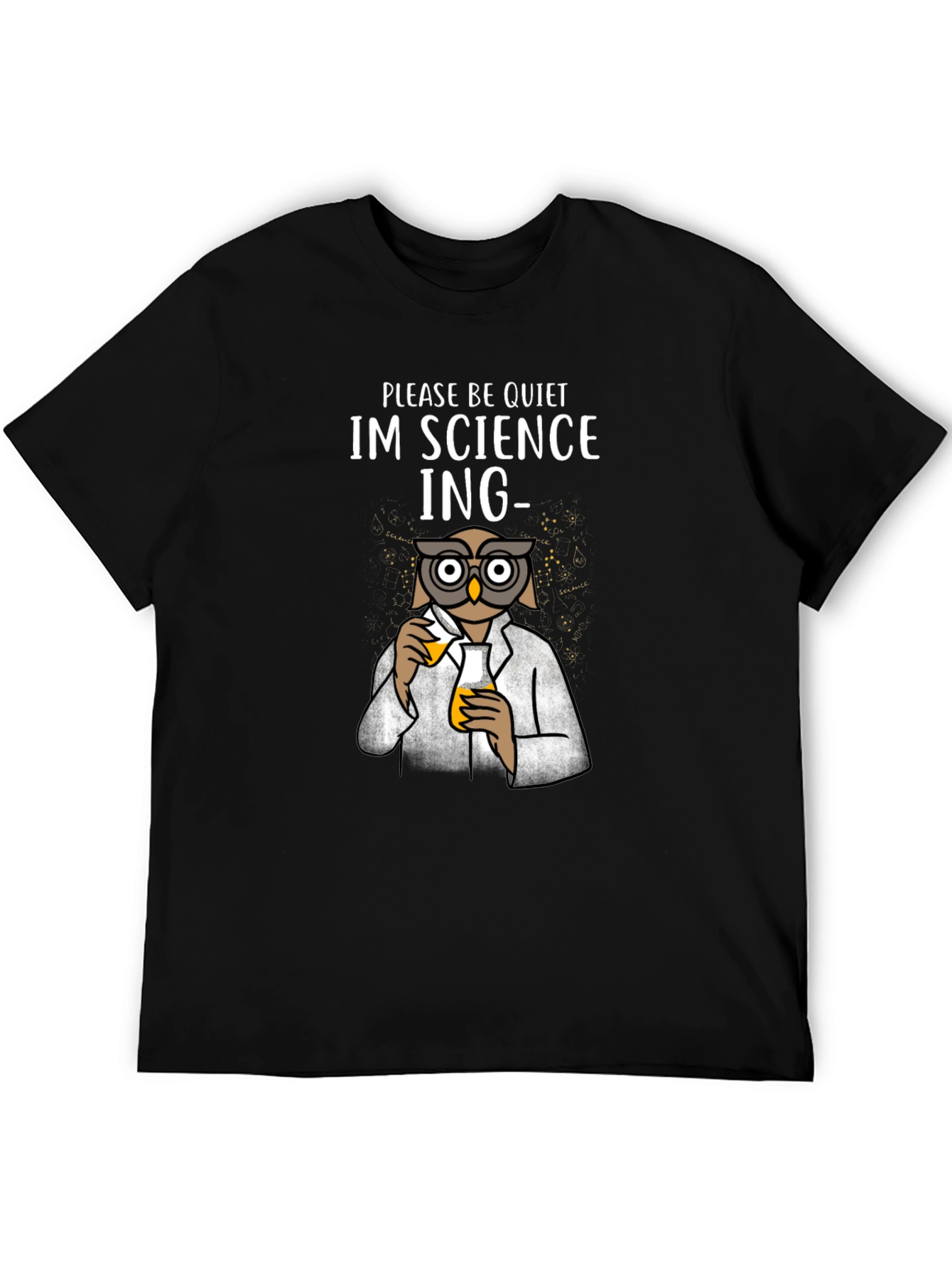 Black Science Owl T-Shirt - Please Be Quiet, I'm Sciencing view 5