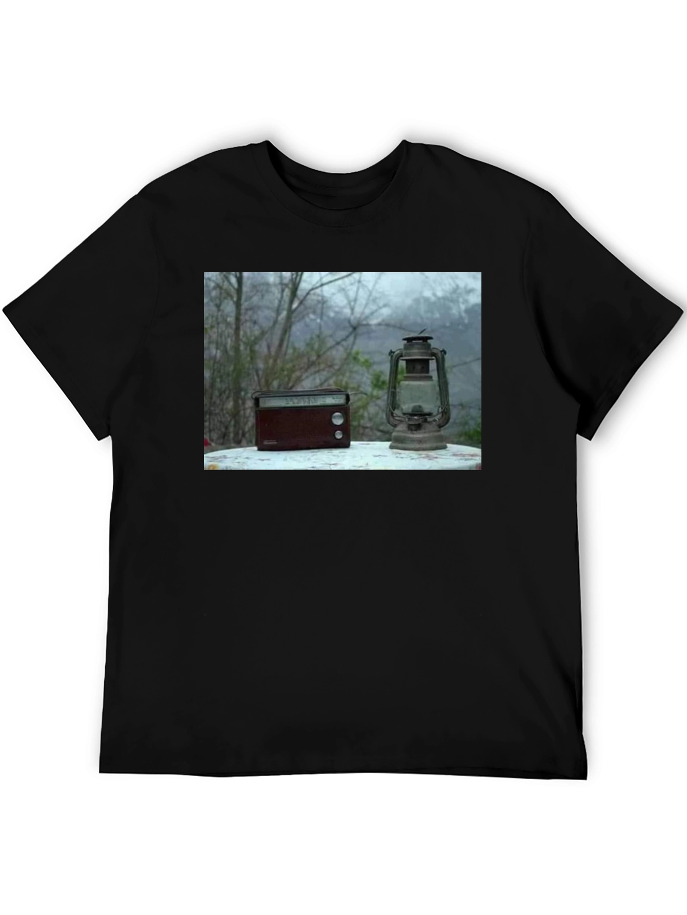 Black Retro Radio & Lantern T-Shirt view 5