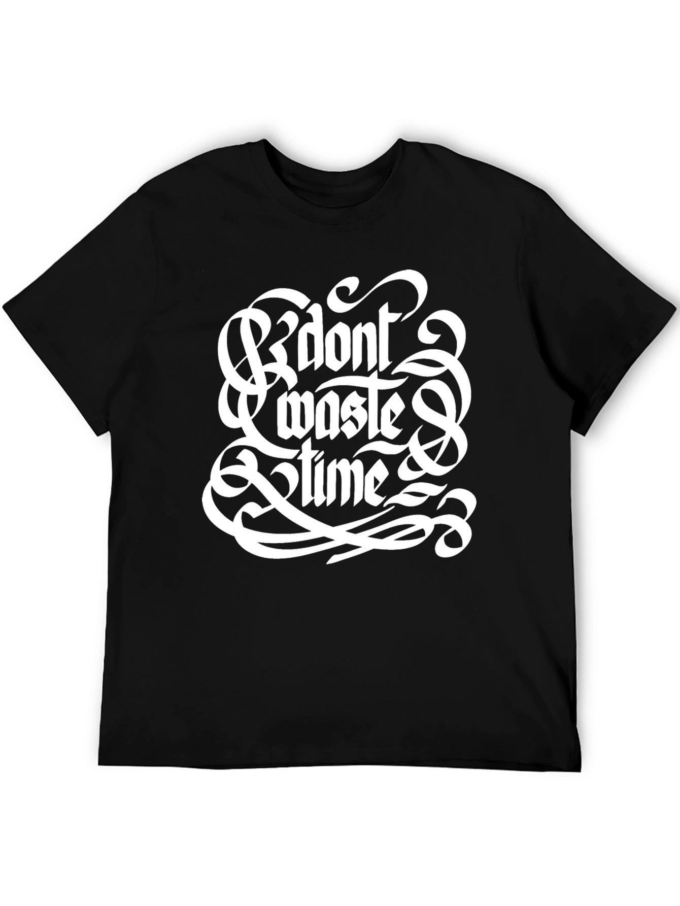 Black Don't Waste Time Black Graphic Tee view 5