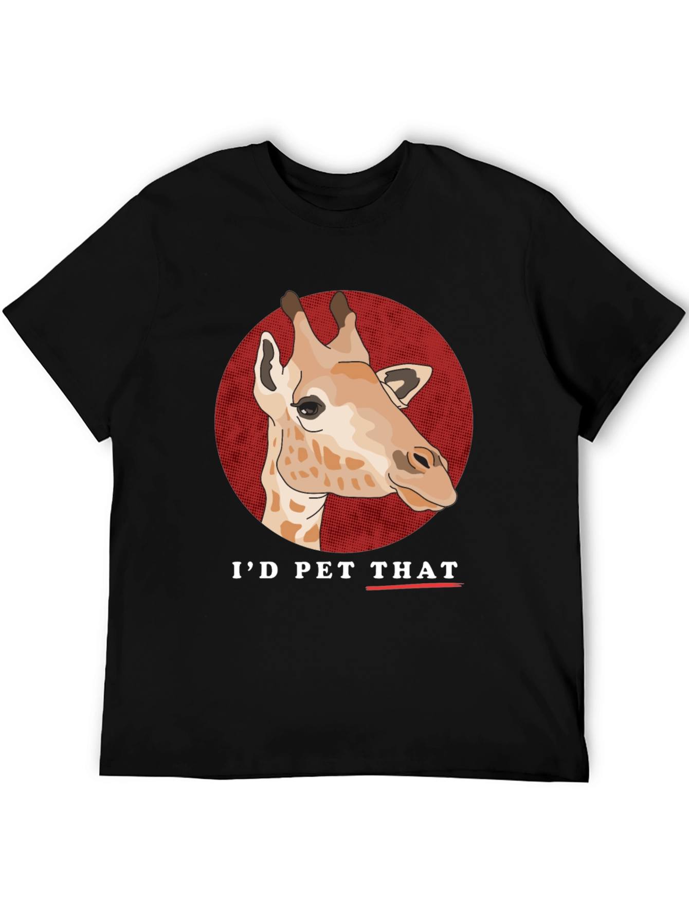 Black I'd Pet That Giraffe Graphic T-Shirt view 5