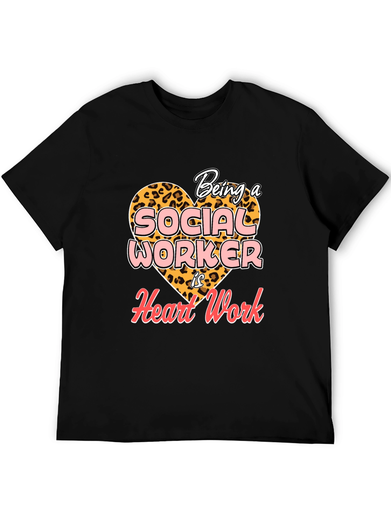 Black Social Worker Heart Work T-Shirt - Black view 5
