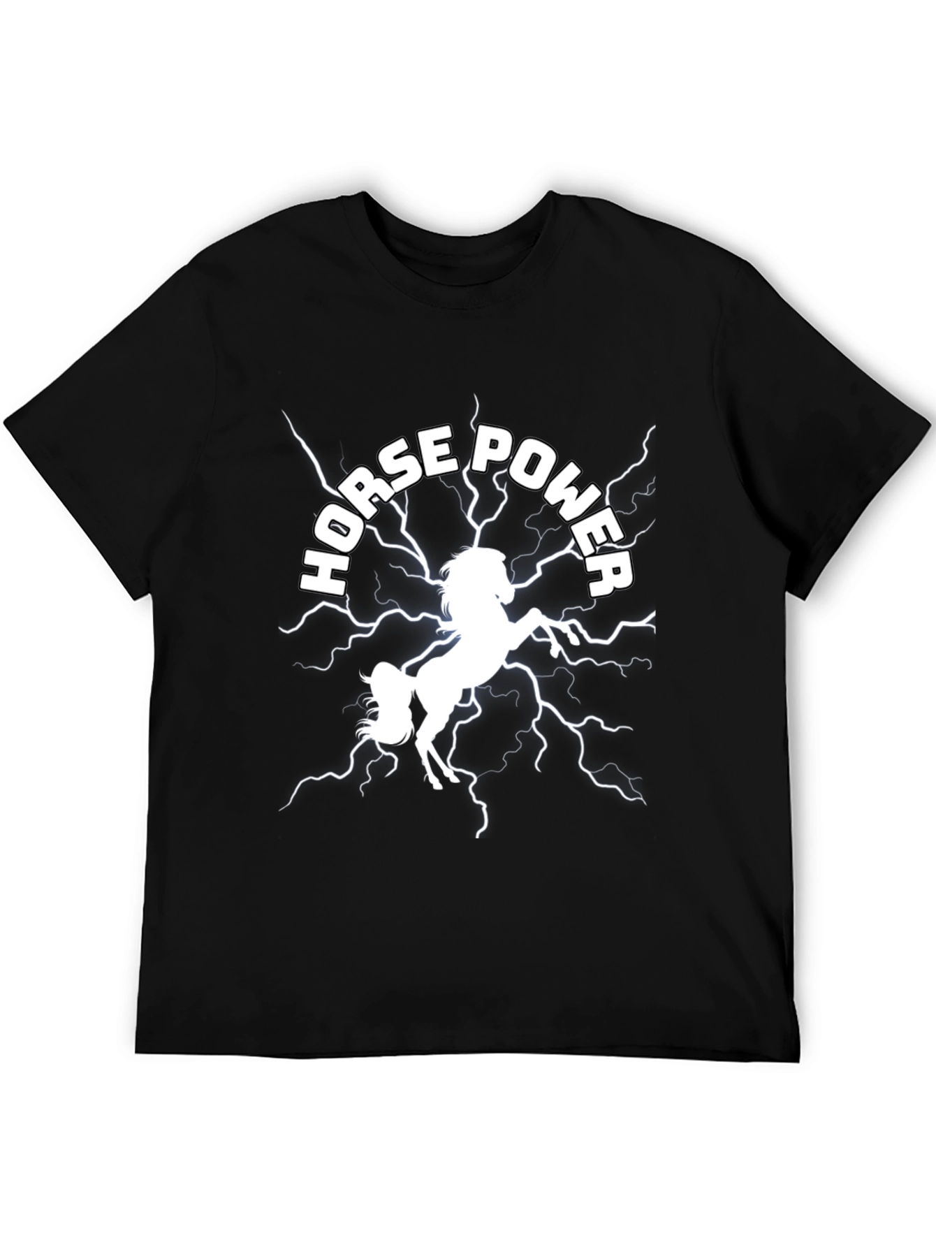 Black Horsepower Graphic Tee - Black Cotton T-Shirt view 5