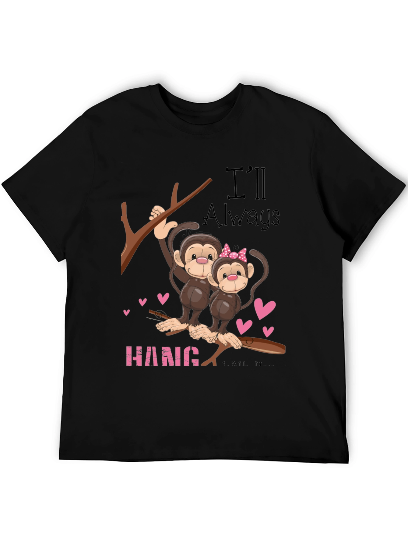 Black Hang In There Monkey Couple Graphic Tee view 5