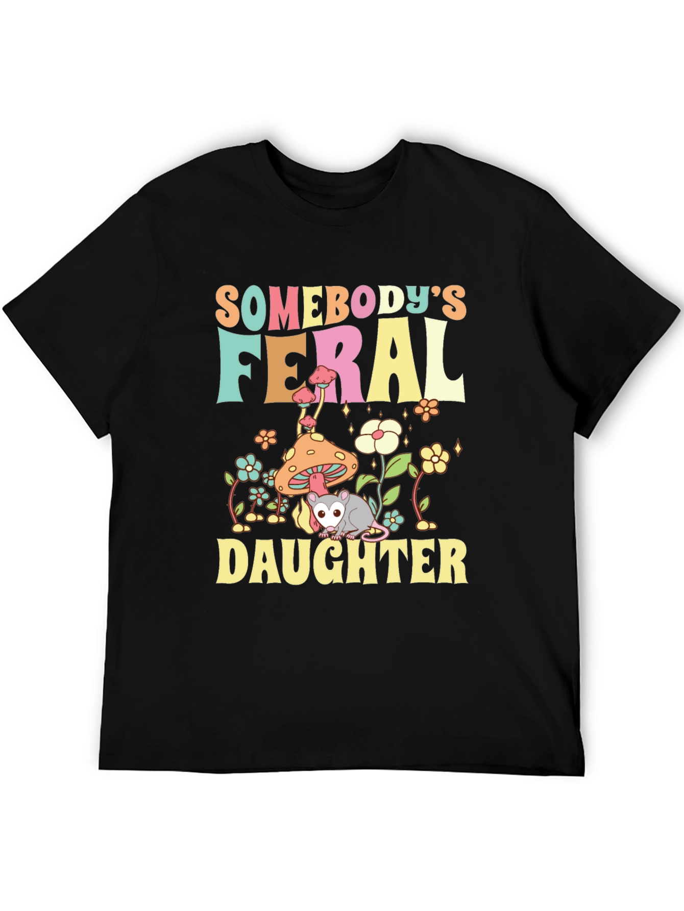 Black Somebody's Feral Daughter Graphic Tee view 5