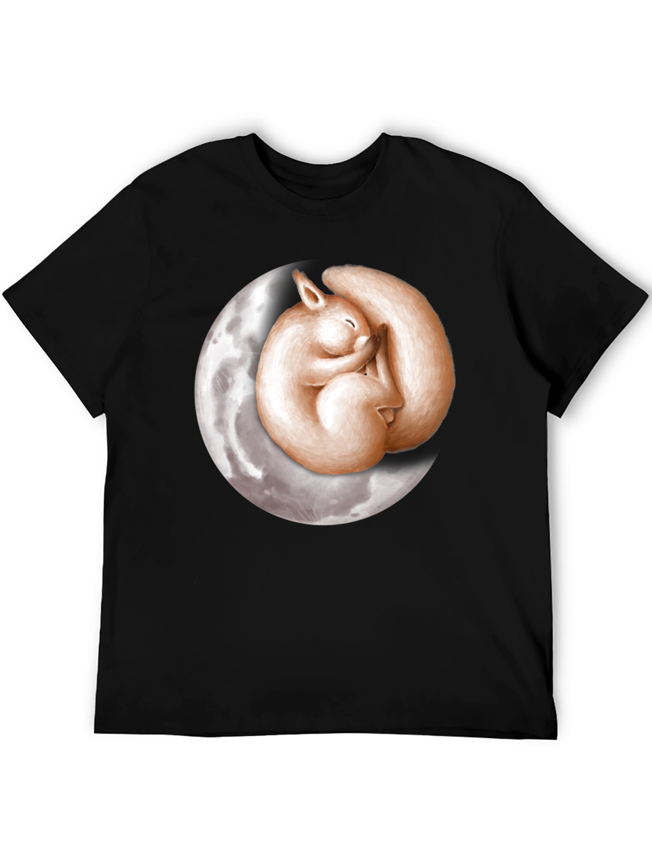 Black Dreamy Squirrel Moon Graphic T-Shirt - Black view 5