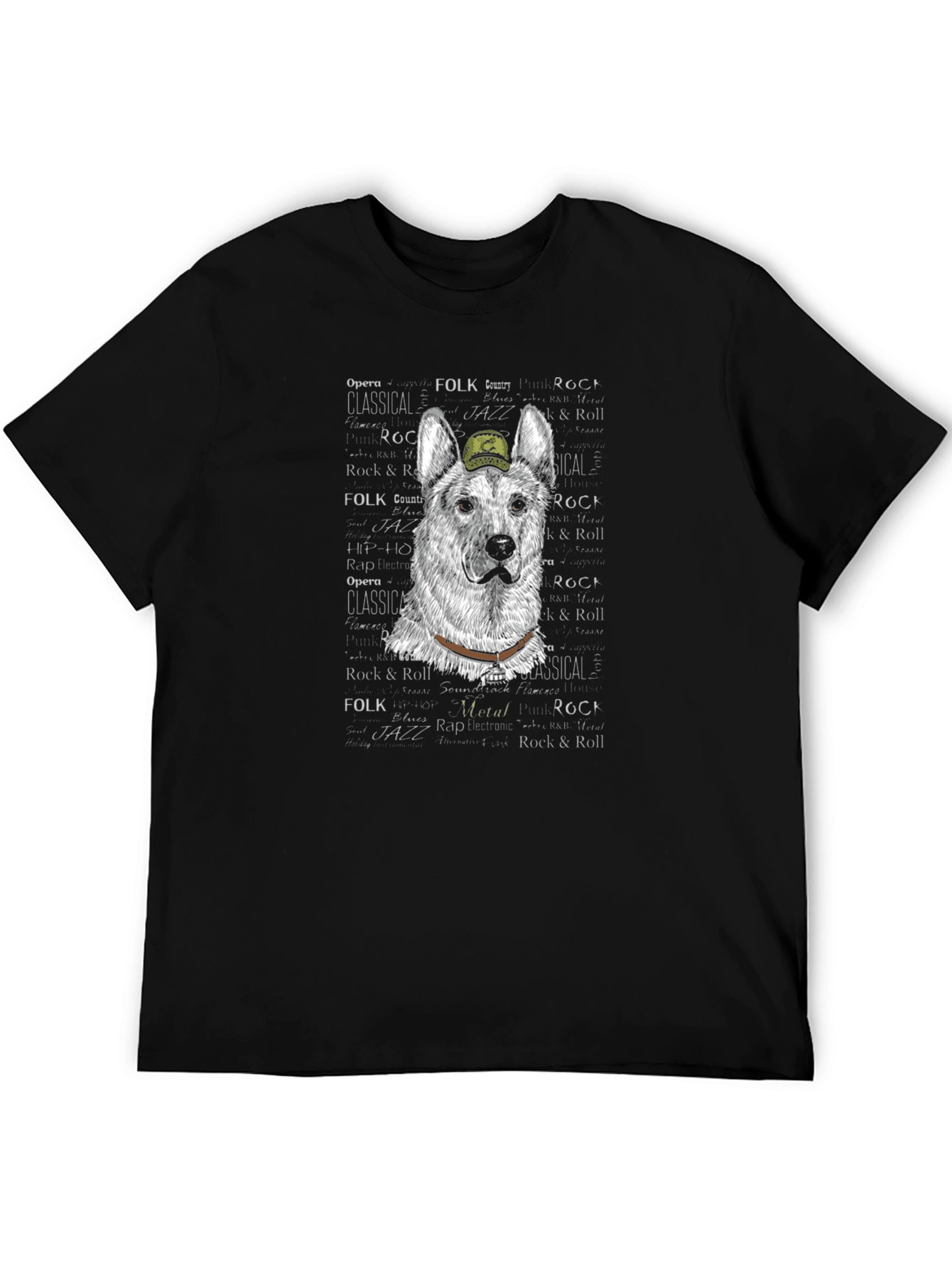 Black Cool Dog T-Shirt: German Shepherd with Hat view 5
