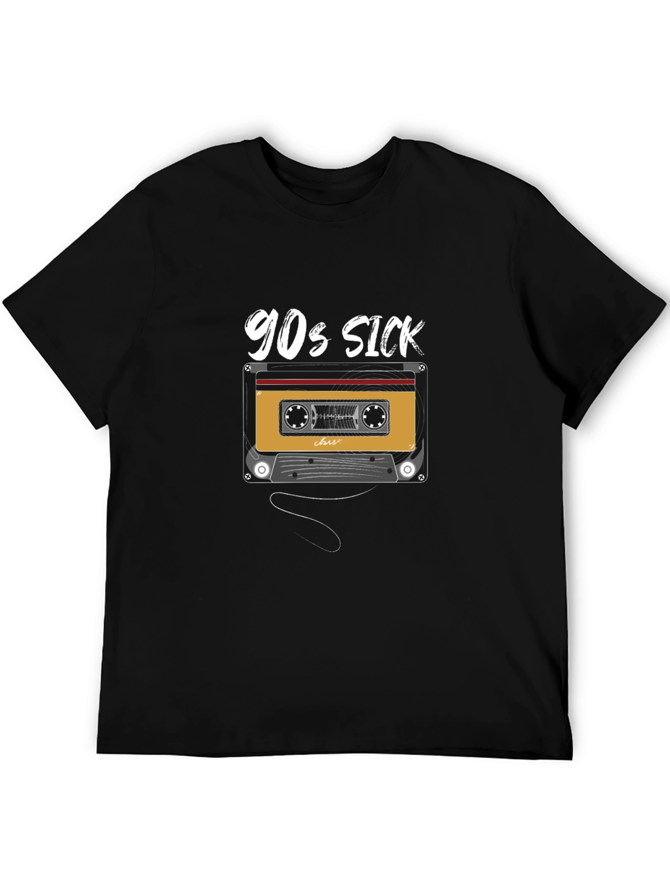Black 90s Sick Cassette Tape Graphic Tee - Retro Style view 5