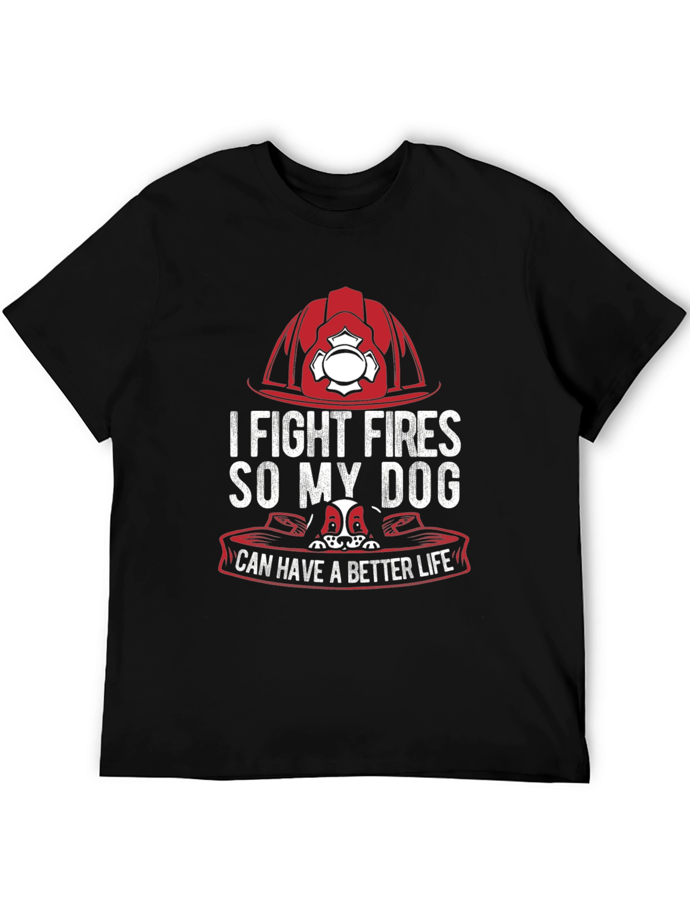 Black Firefighter Dog Lover T-Shirt view 5