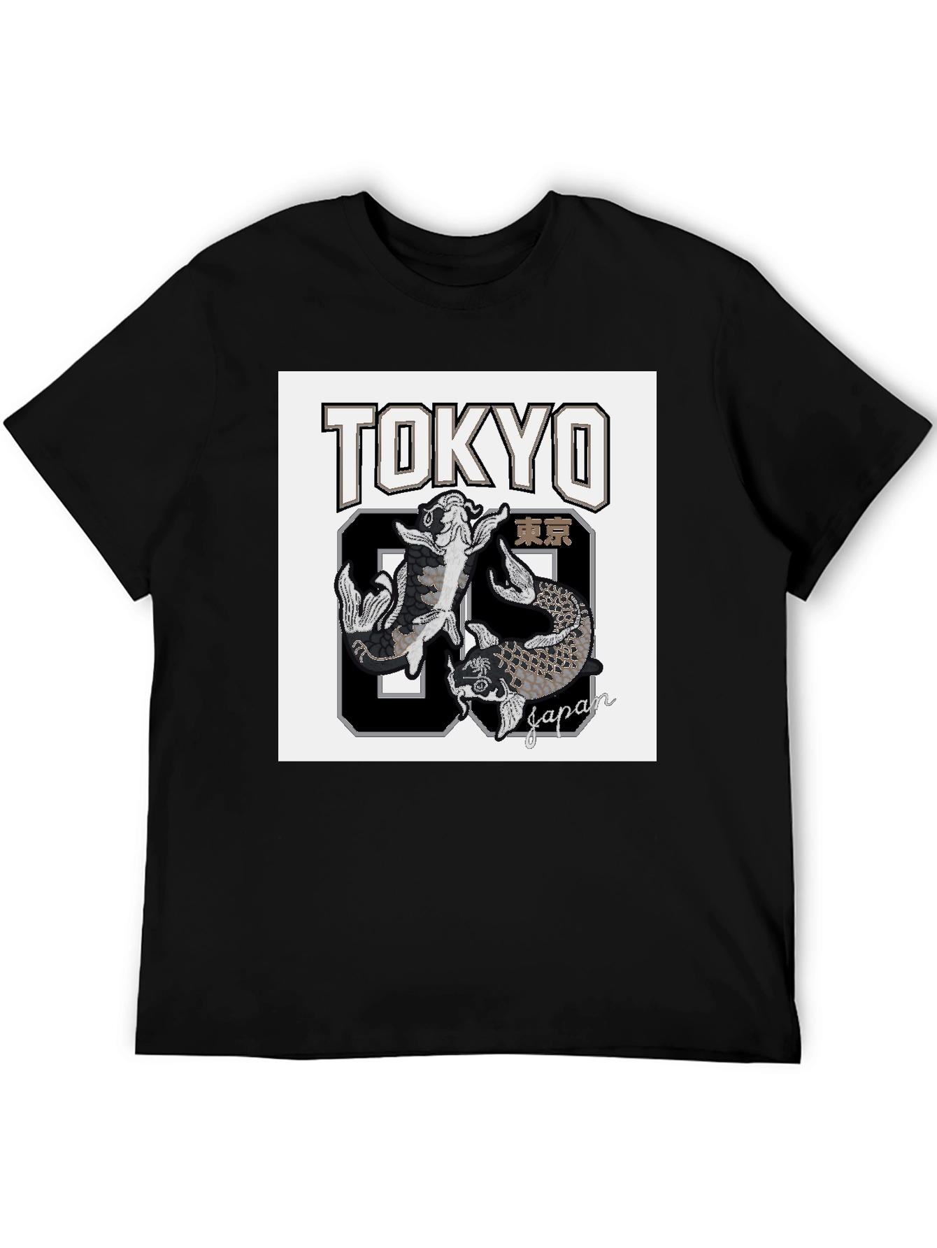 Black Tokyo 89 Japan Koi Fish Graphic T-Shirt view 5
