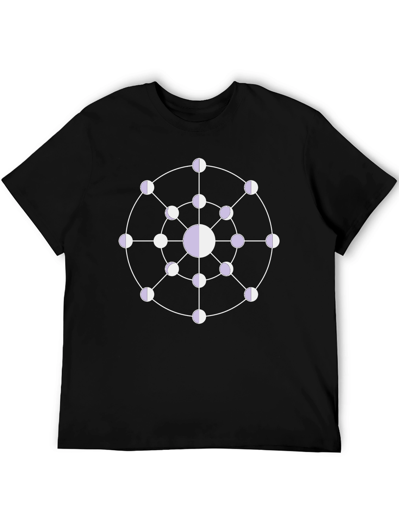 Black Geometric Moon Phase T-Shirt - Black view 5