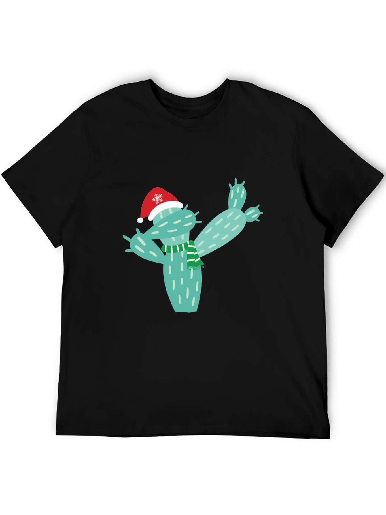 Black Festive Cactus T-Shirt - Holiday Cheer view 5