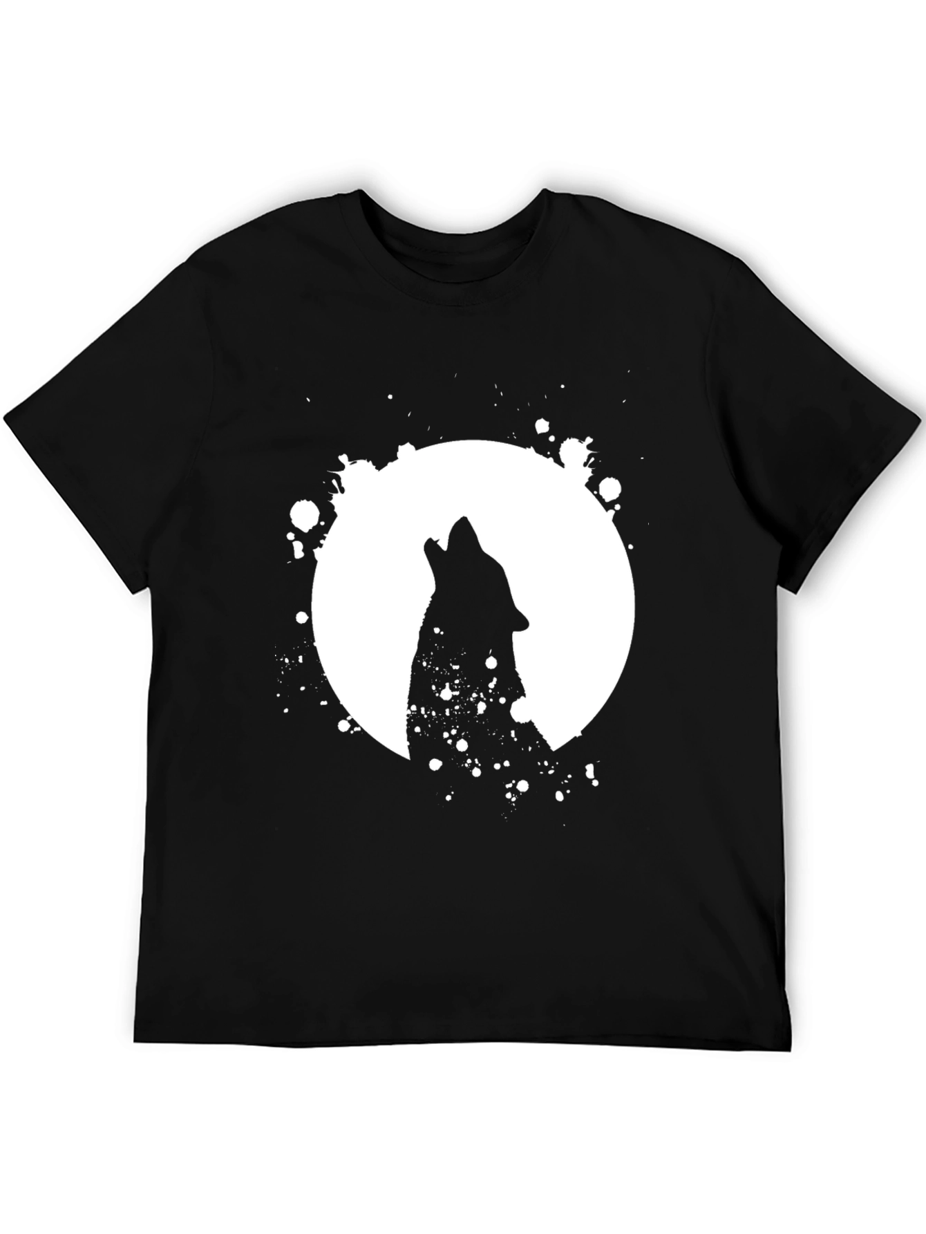 Black Wolf Moon Graphic Tee - Black Cotton Shirt view 5