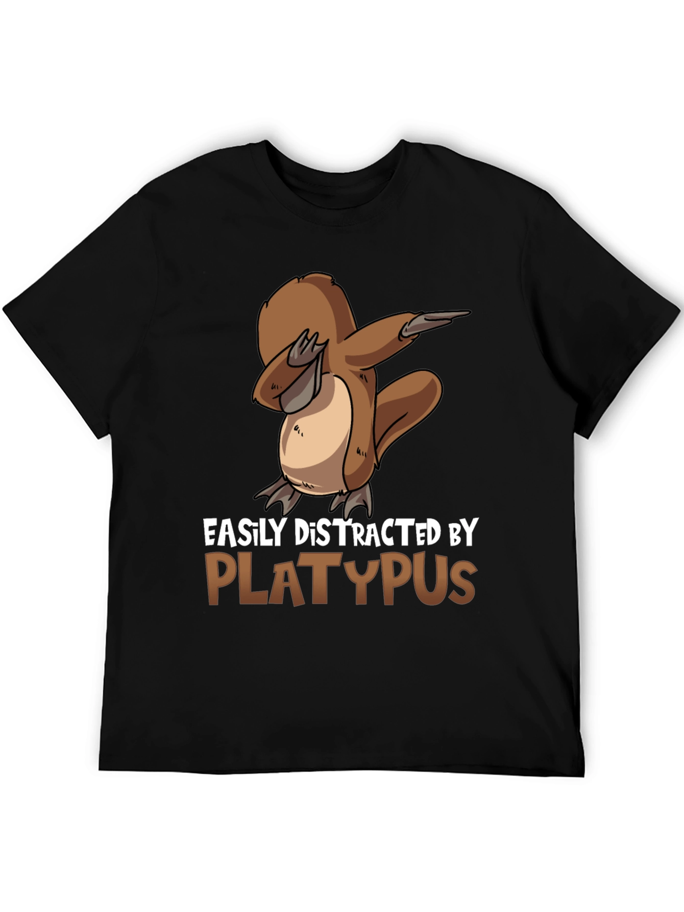 Black Easily Distracted By Platypus Black T-Shirt view 5