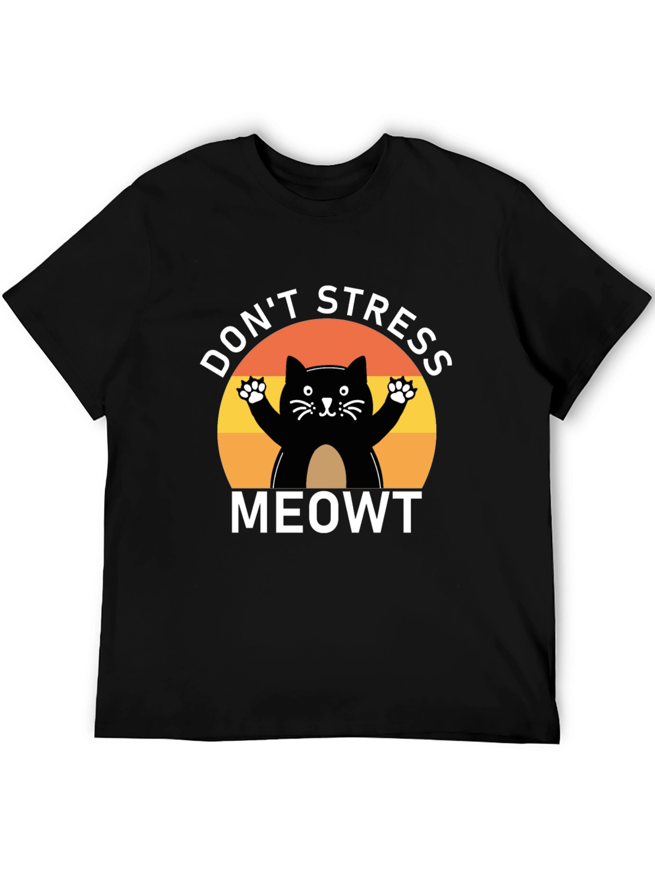Black Don't Stress Meowt Cat T-Shirt view 5