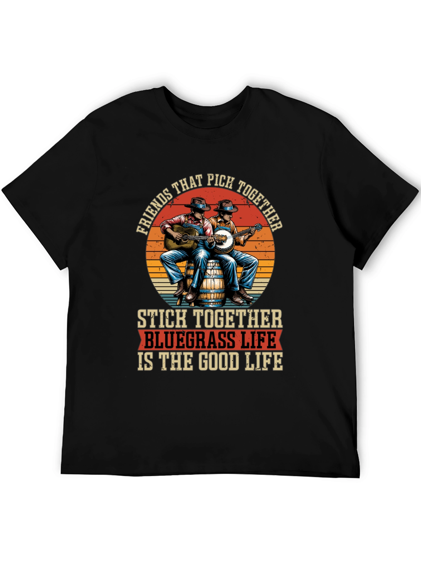 Black Bluegrass Life T-Shirt - Friends That Pick Together view 5