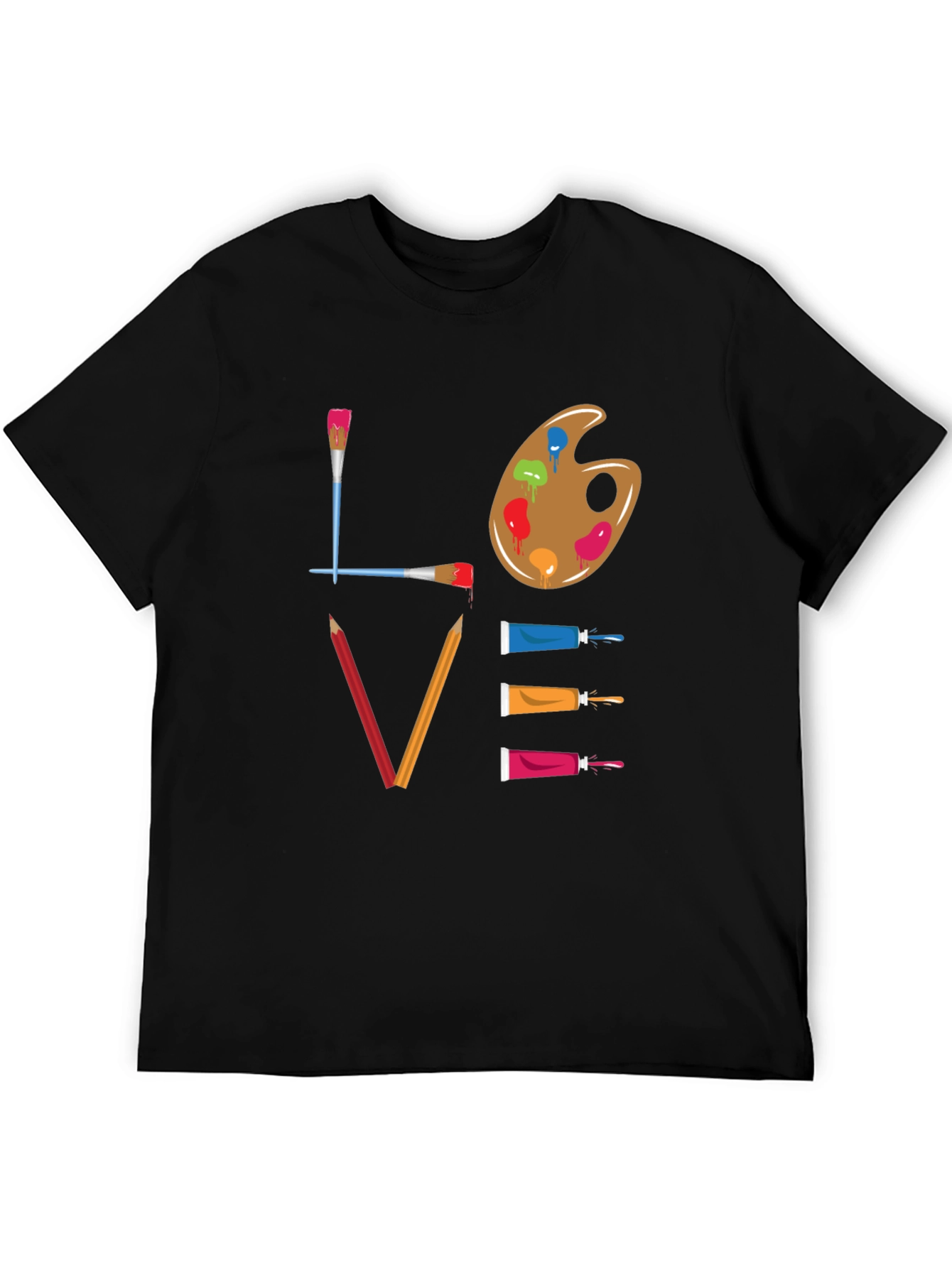 Black Love Art T-Shirt: Painter's Palette Design view 5