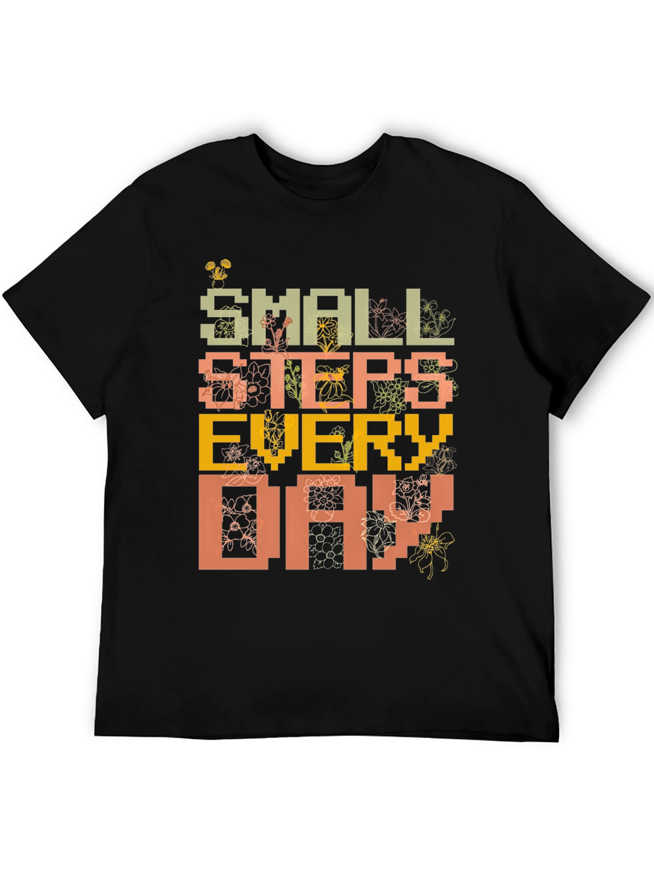 Black Small Steps Everyday Graphic Tee - Black view 5