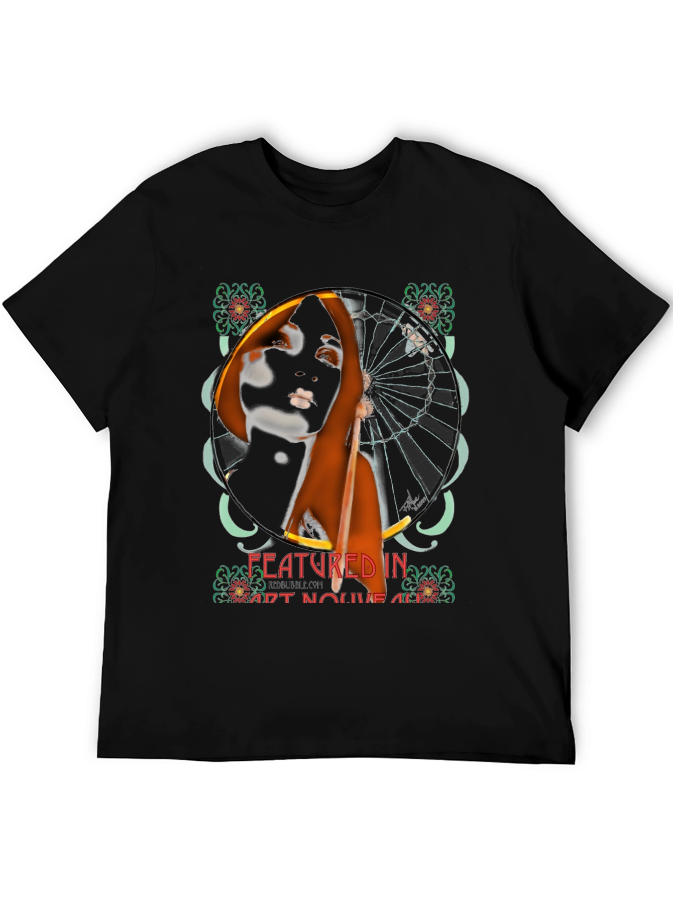 Black Art Nouveau Woman Graphic Tee view 5