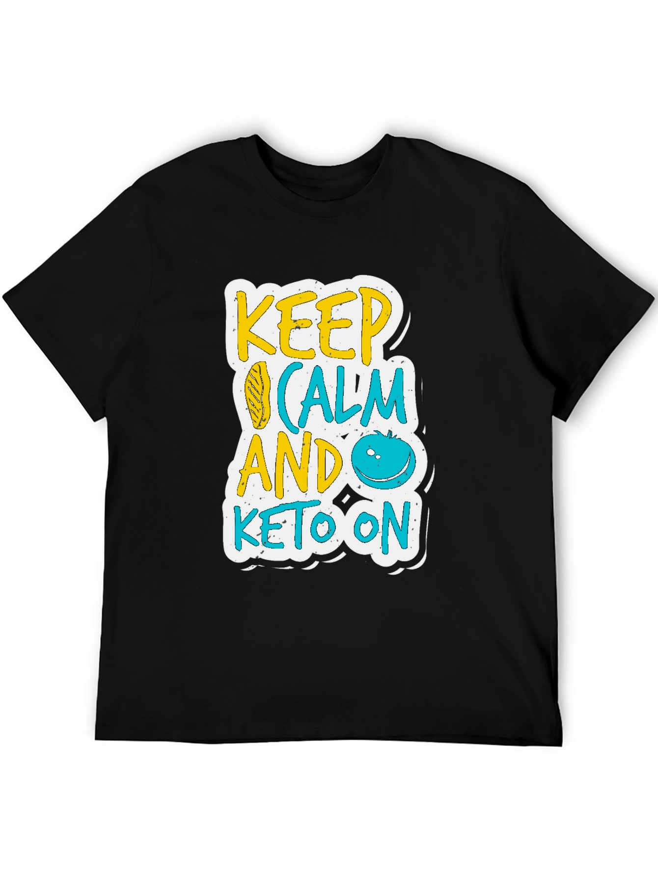 Black Keep Calm and Keto On Black T-Shirt view 5