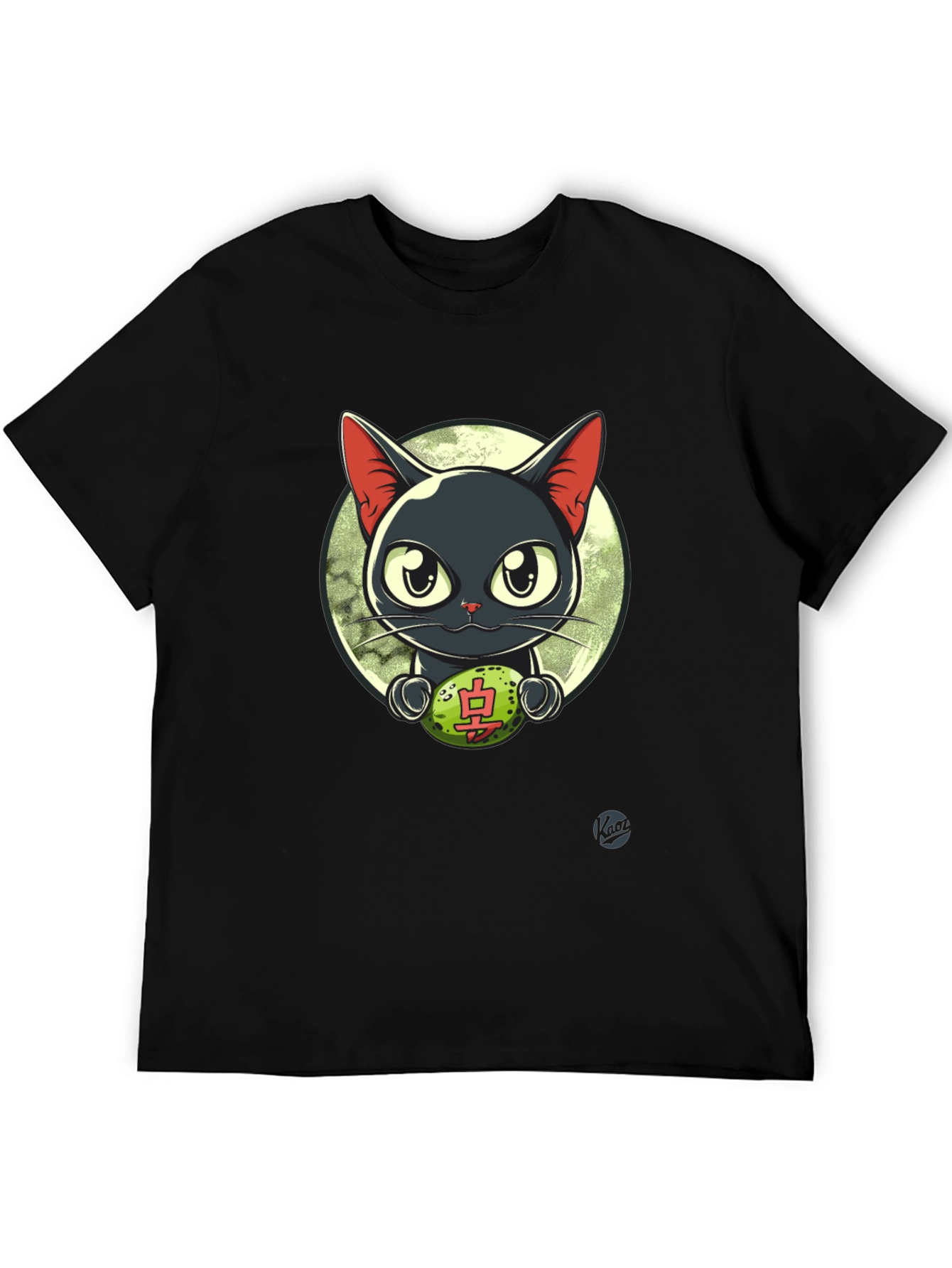 Black Cool Cat T-Shirt - Lucky Charm Design view 5