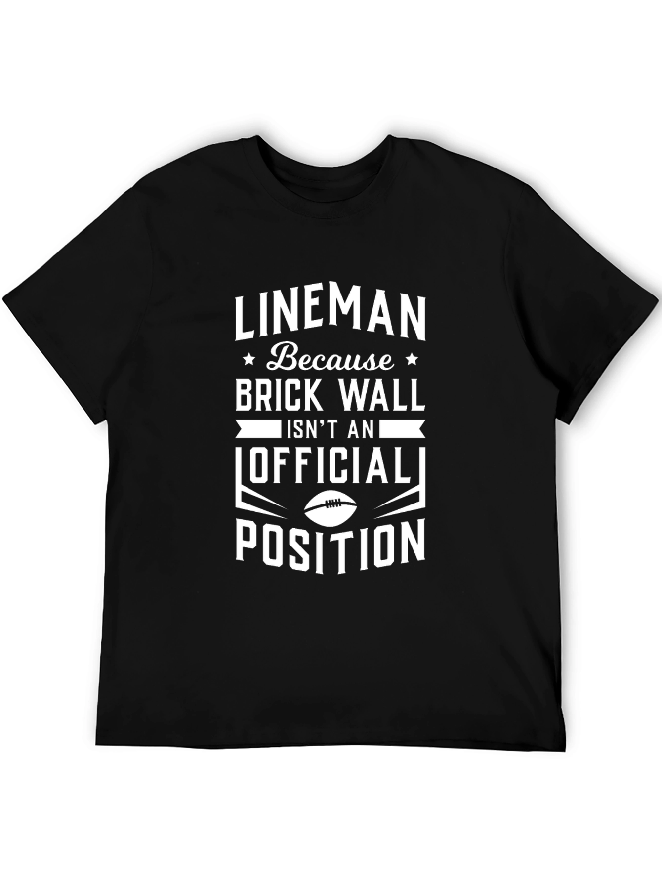 Black Lineman Brick Wall T-Shirt - Football Player Gift view 5