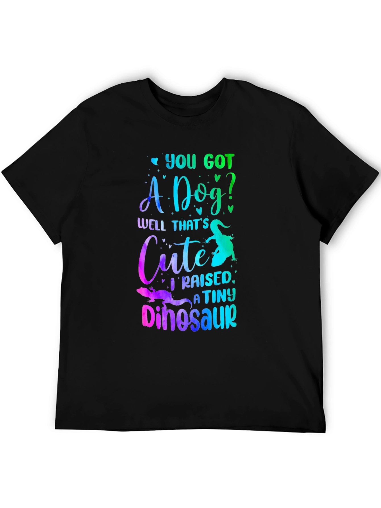 Black Funny Lizard Owner T-Shirt: I Raised a Tiny Dinosaur view 5