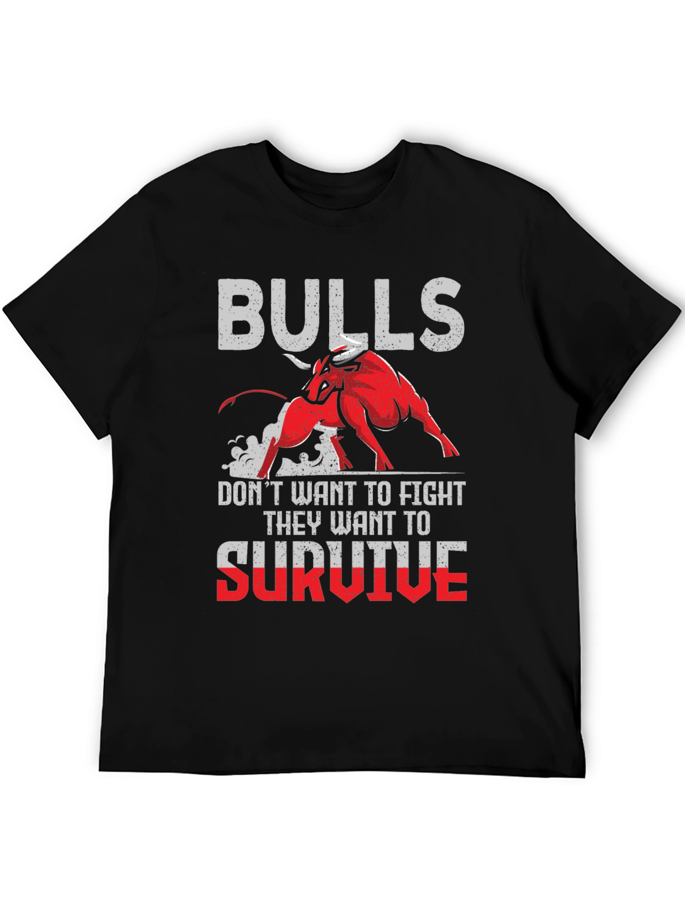 Black Bulls Graphic Print Black T-Shirt view 5