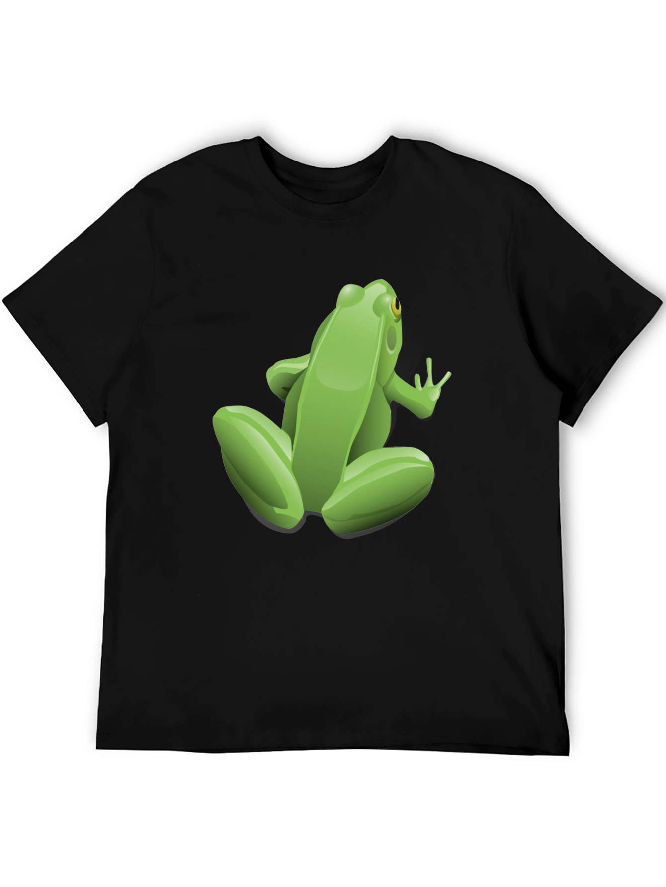 Black Green Frog Graphic Print Black T-Shirt view 5