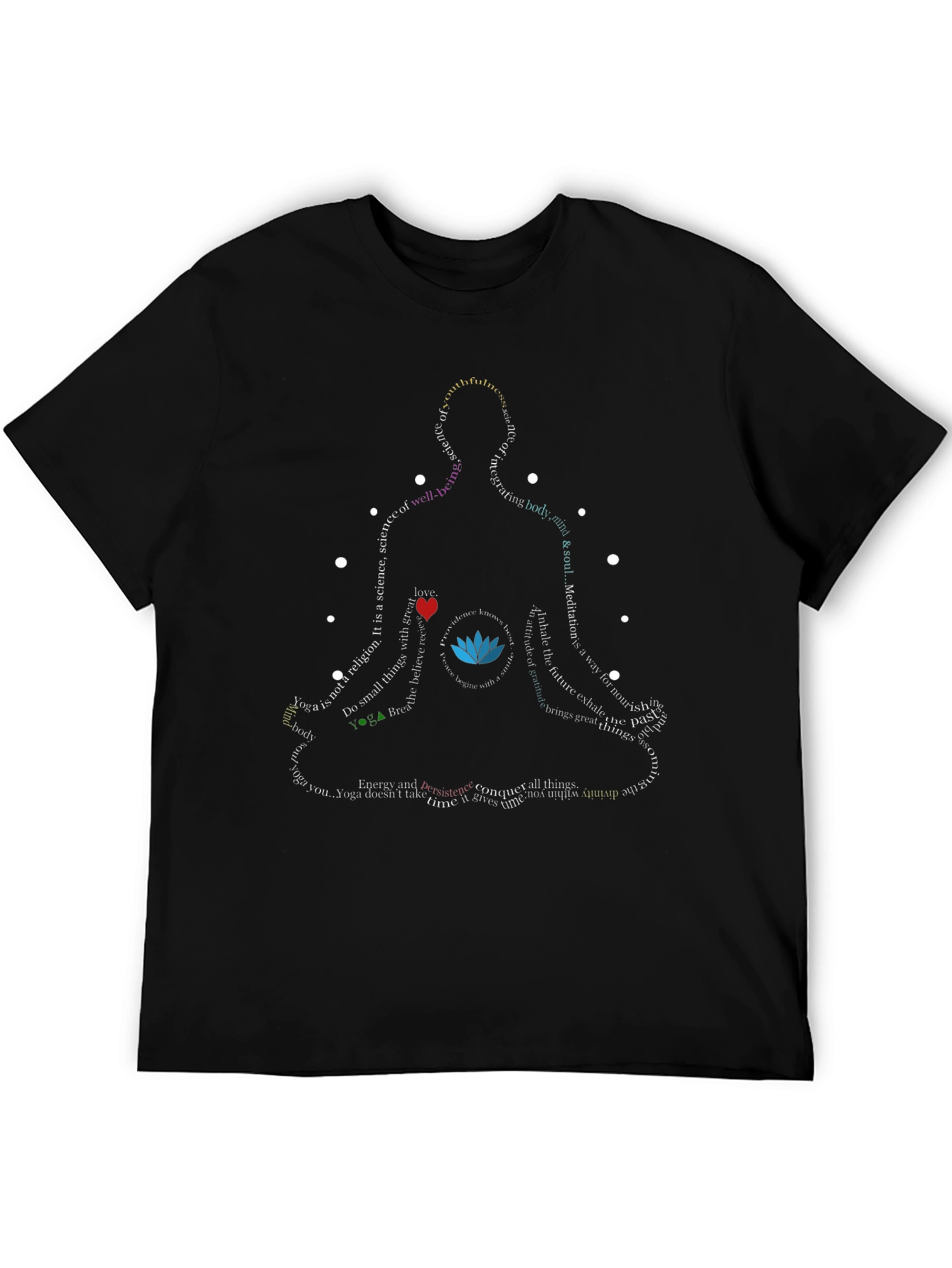 Black Yoga Silhouette Word Art T-Shirt - Meditate in Style! view 5