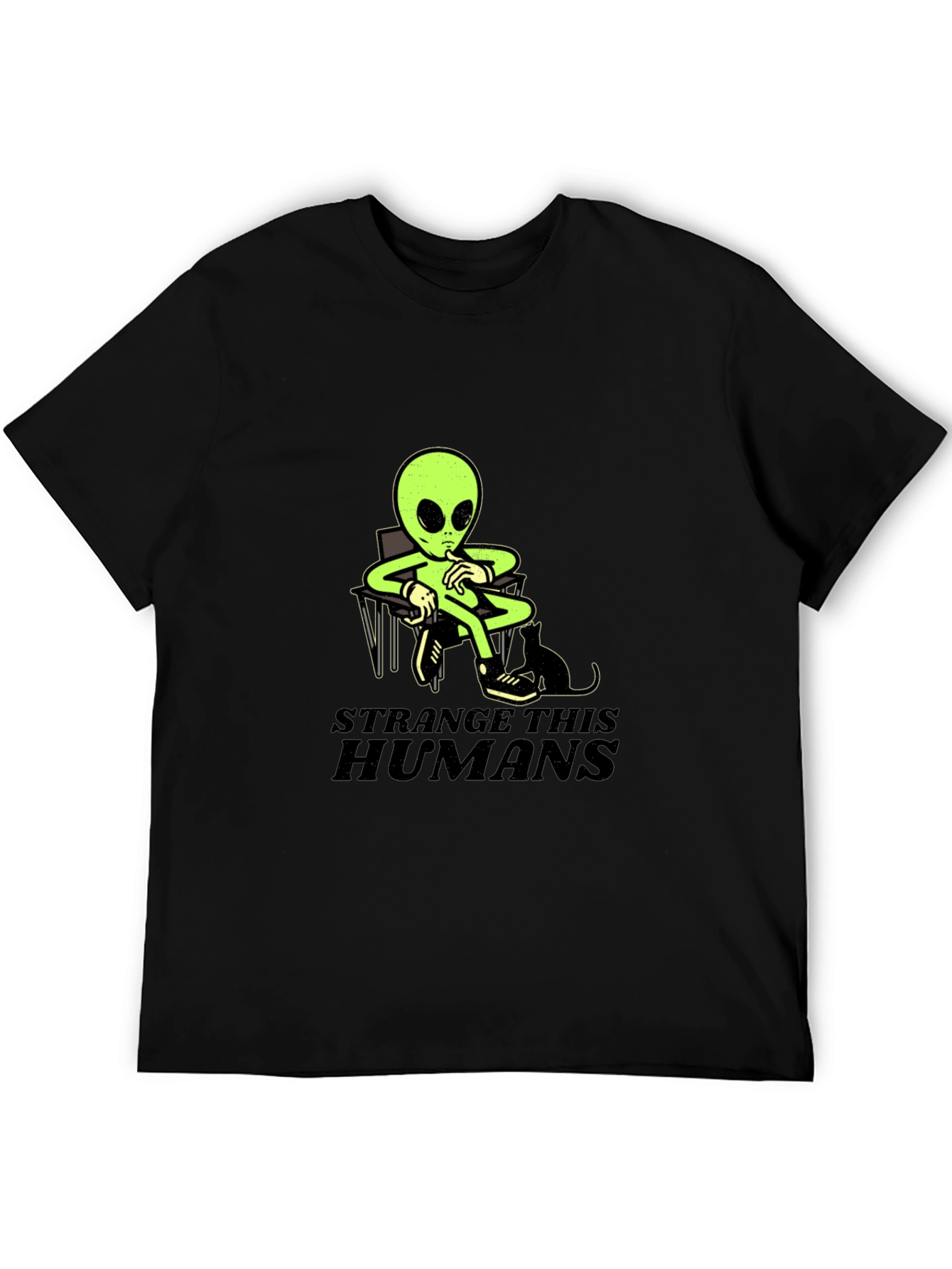 Black Strange This Humans Alien Black T-Shirt view 5