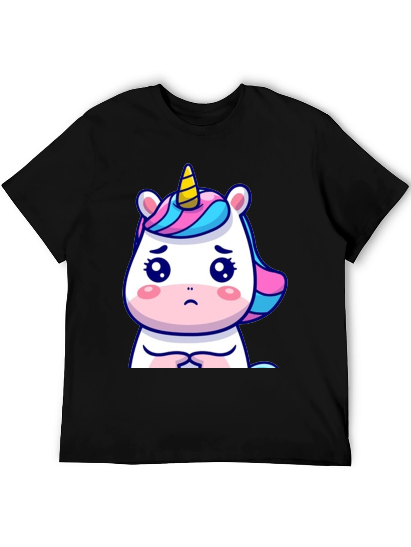 Black Sad Unicorn Graphic Tee - Black Cotton Comfort view 5