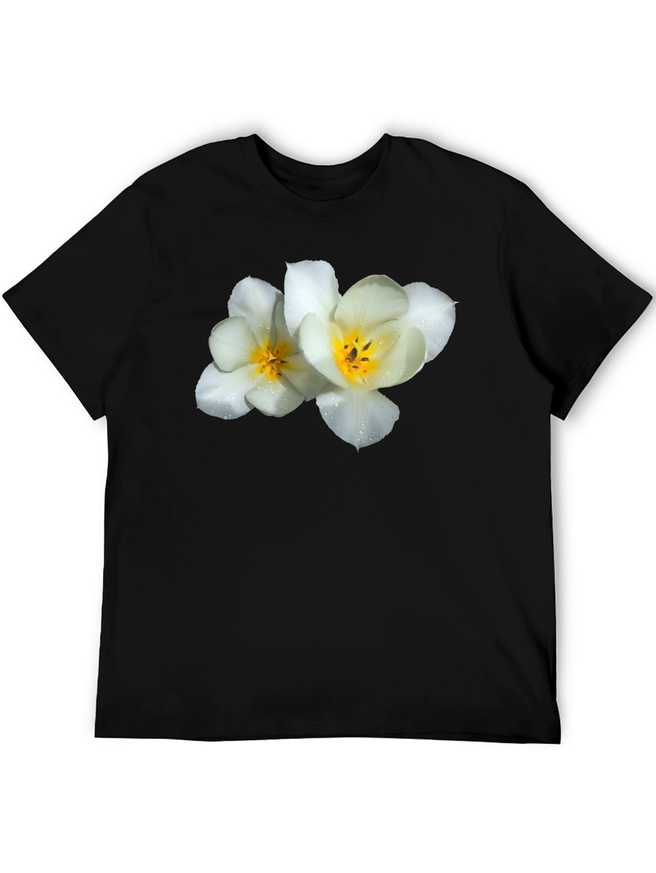 Black Floral Graphic Tee - White Flowers on Black view 5