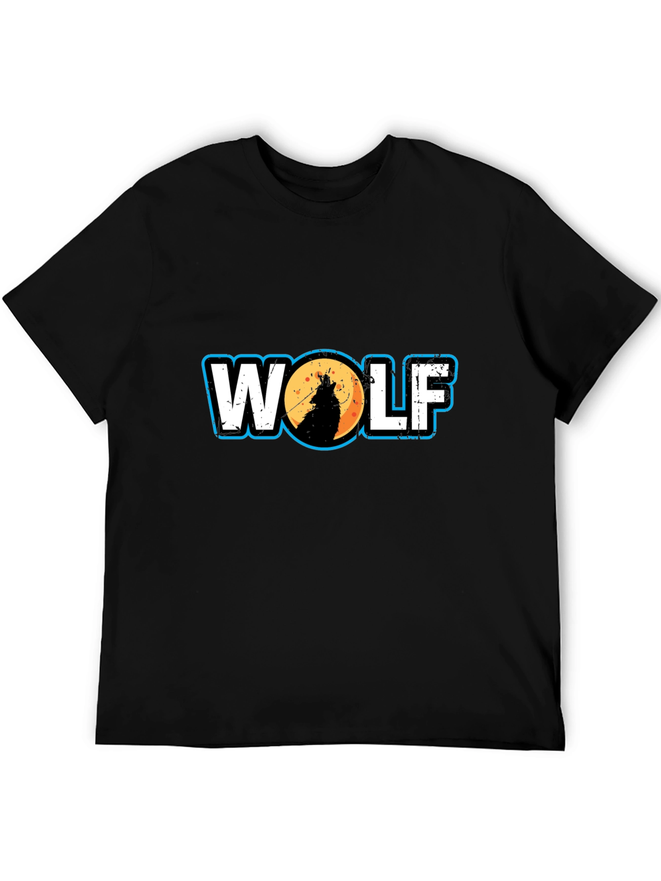 Black Wolf Silhouette Graphic Tee - Black Cotton T-Shirt view 5