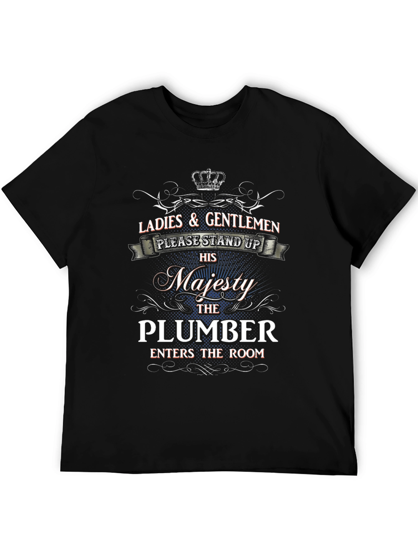 Black His Majesty The Plumber T-Shirt view 5