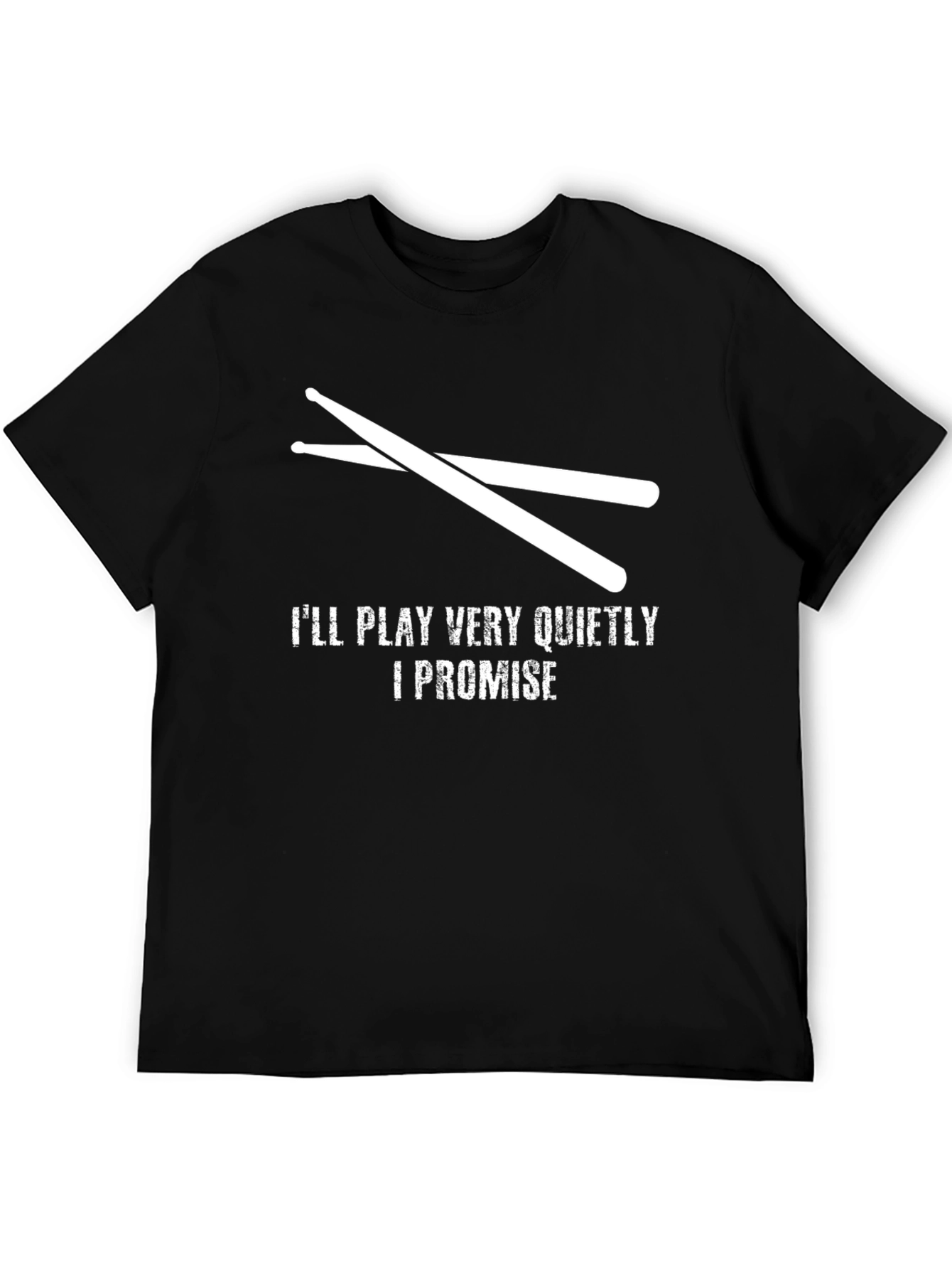 Black Drummer T-Shirt - I'll Play Very Quietly Promise view 5