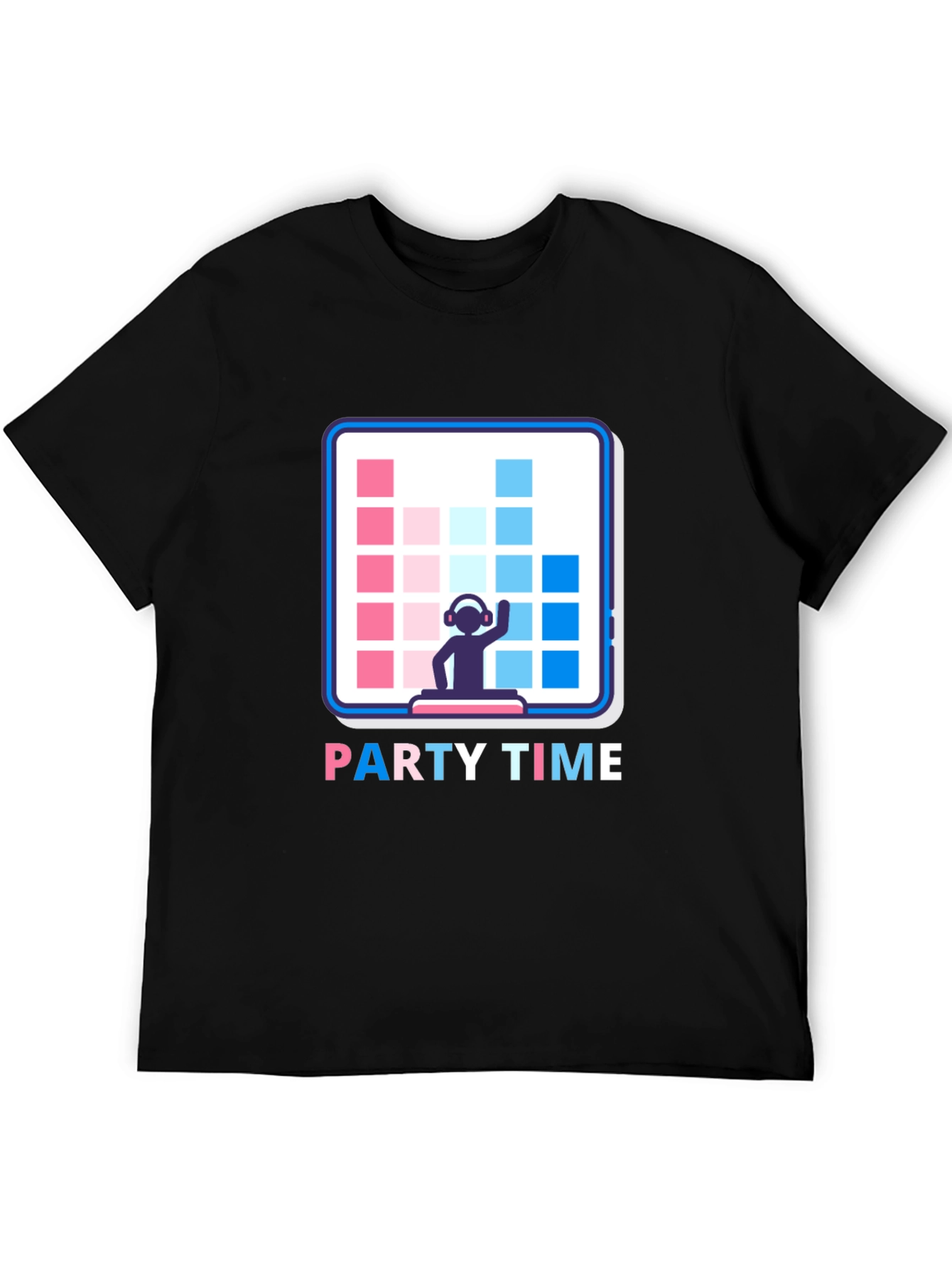 Black Party Time DJ Graphic Tee - Black Cotton T-Shirt view 5