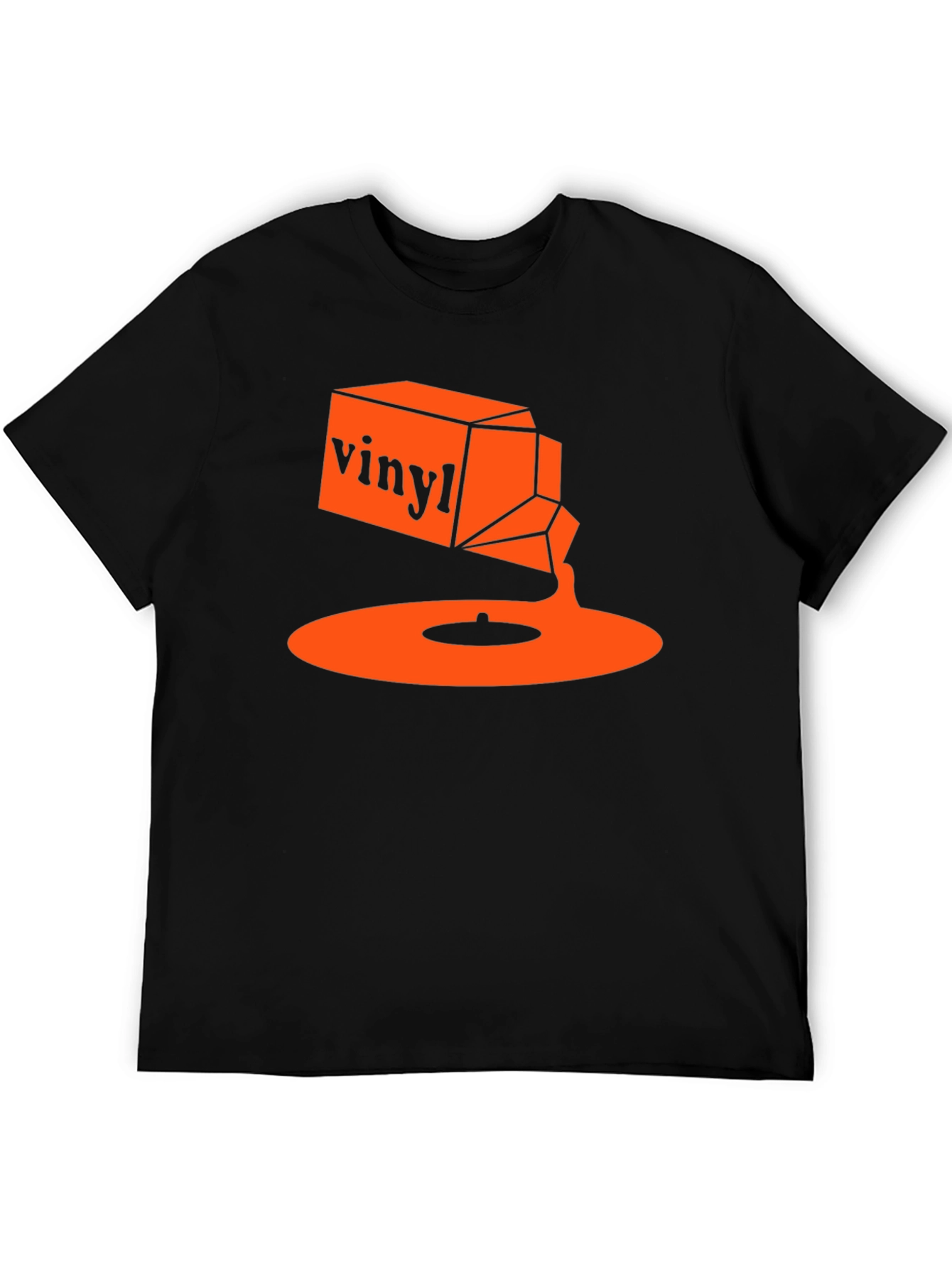 Black Vinyl Music T-Shirt - Retro Orange Design view 5