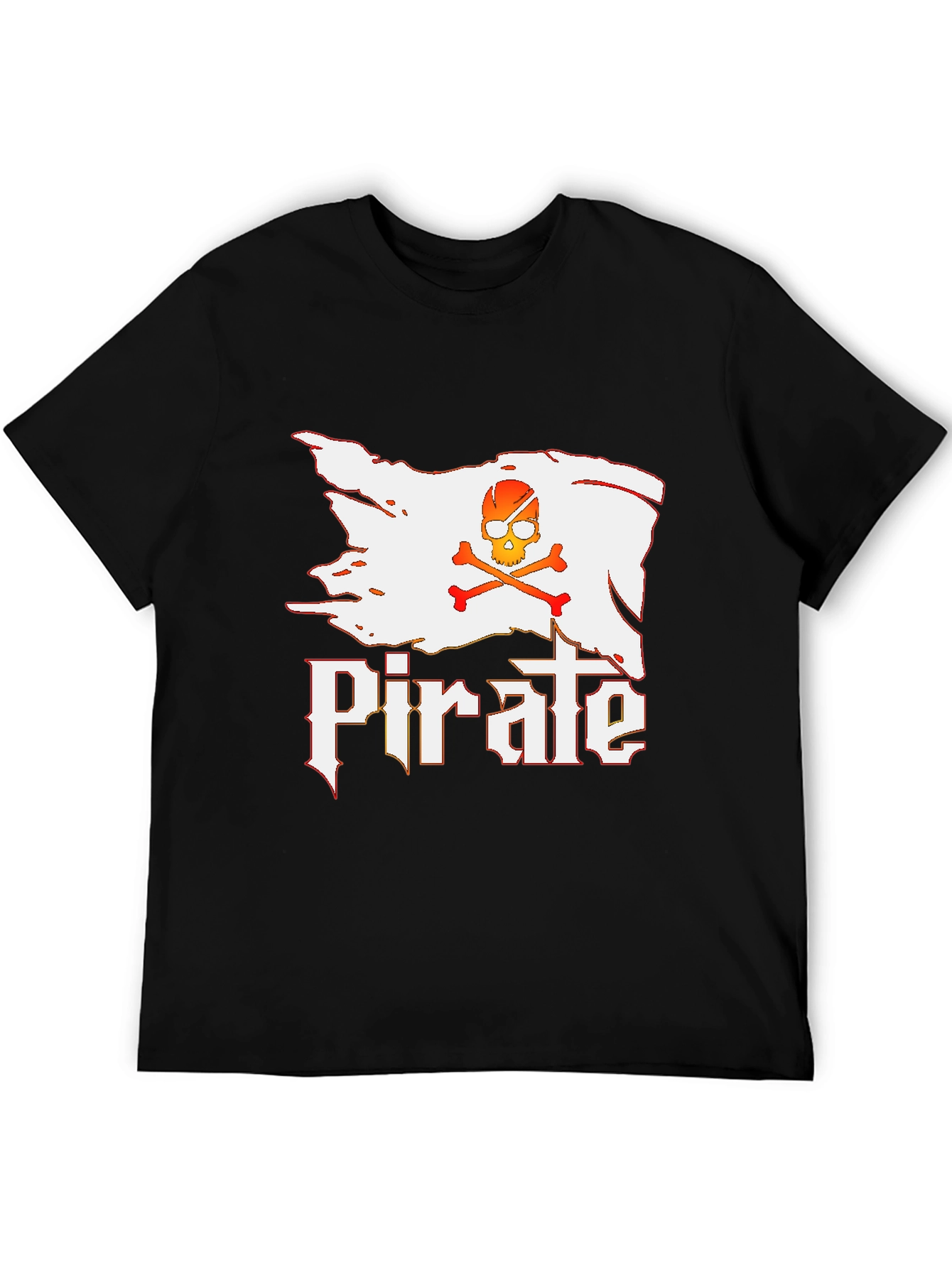 Black Pirate Skull Graphic T-Shirt - Black Cotton Tee view 5