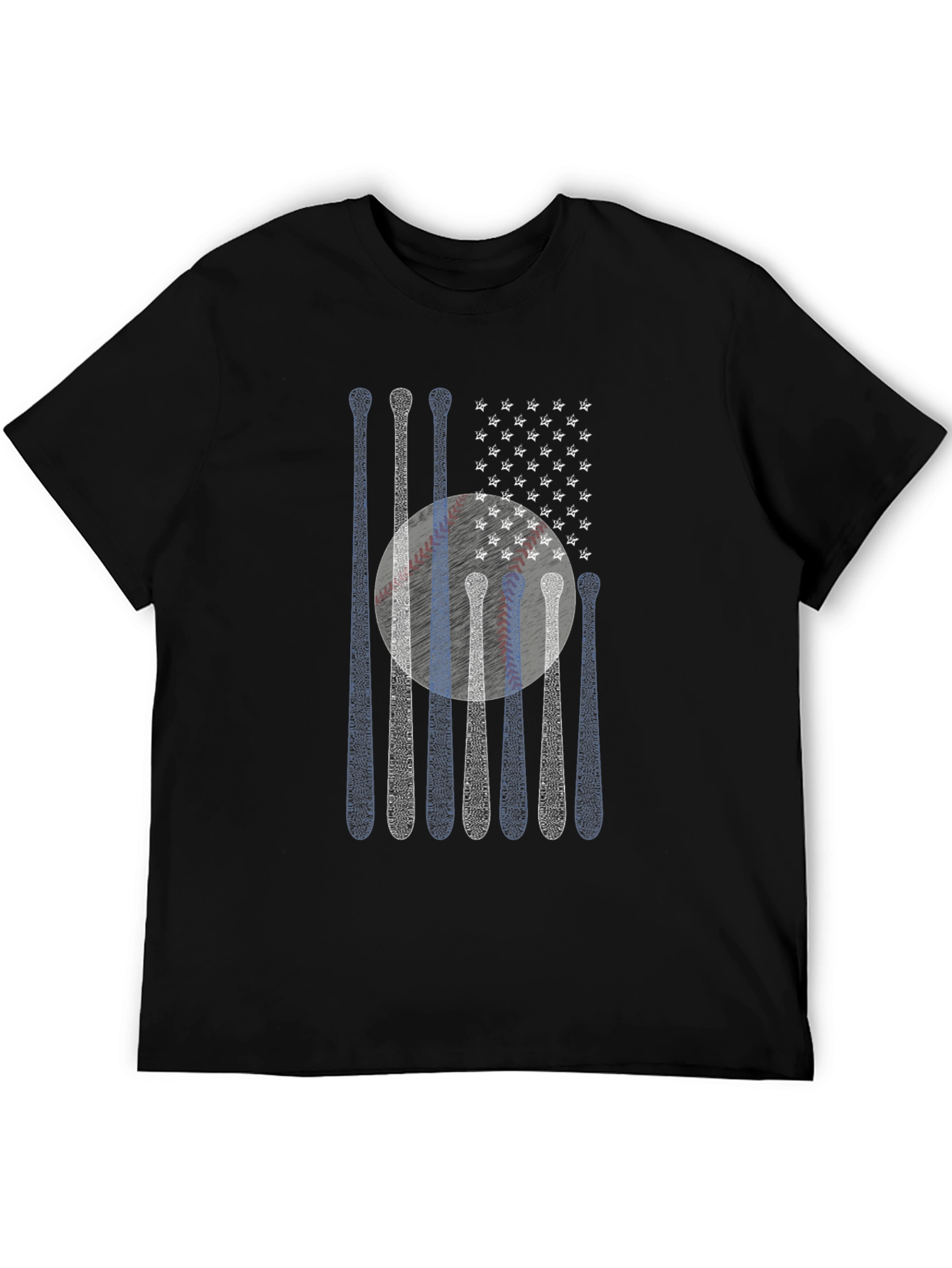 Black Baseball Bats American Flag T-Shirt view 5