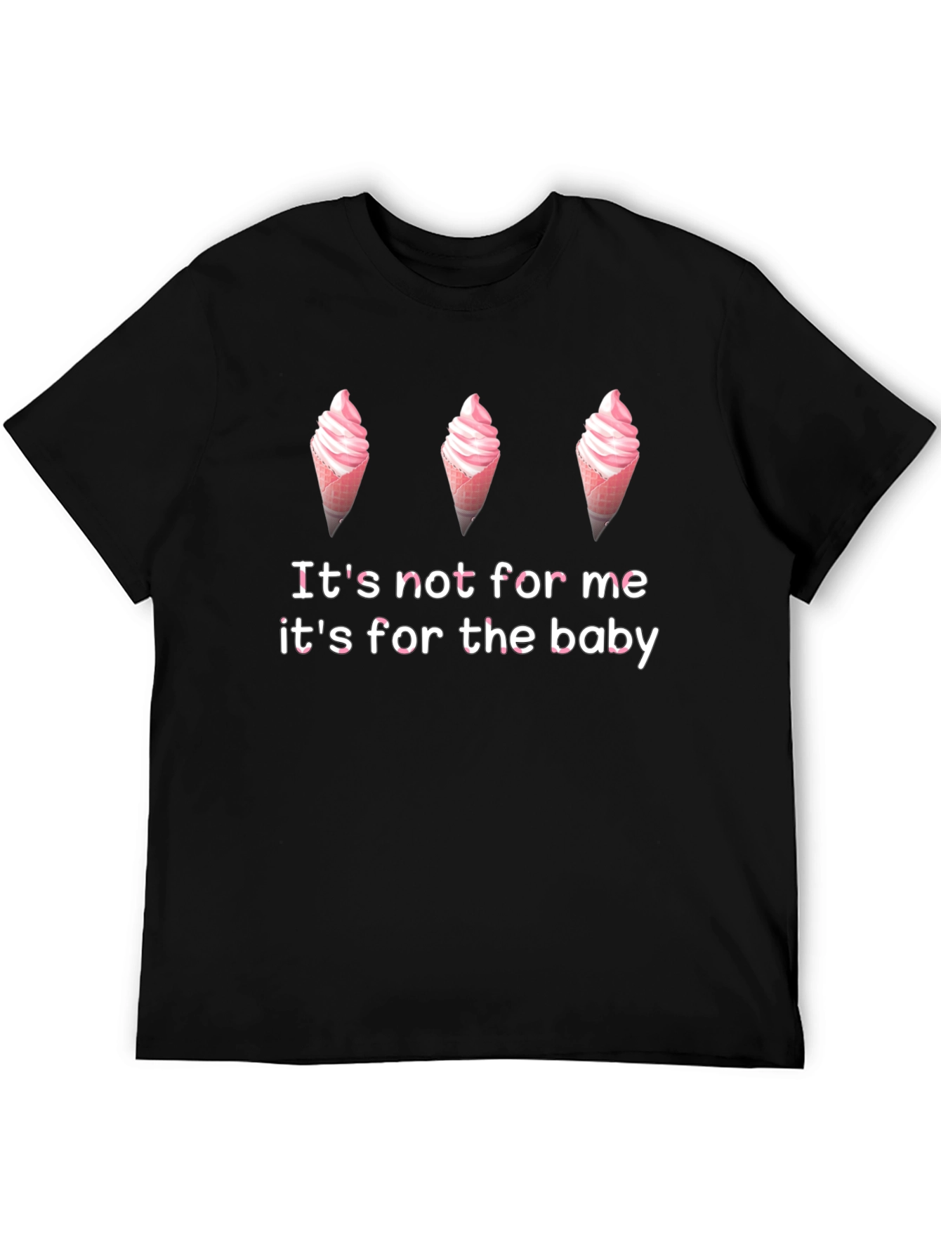 Black Funny Pregnancy Ice Cream T-Shirt - "It's For The Baby" view 5