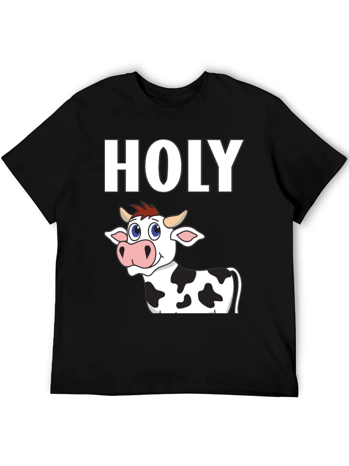 Black Holy Cow T-Shirt - Funny Cartoon Animal Tee view 5