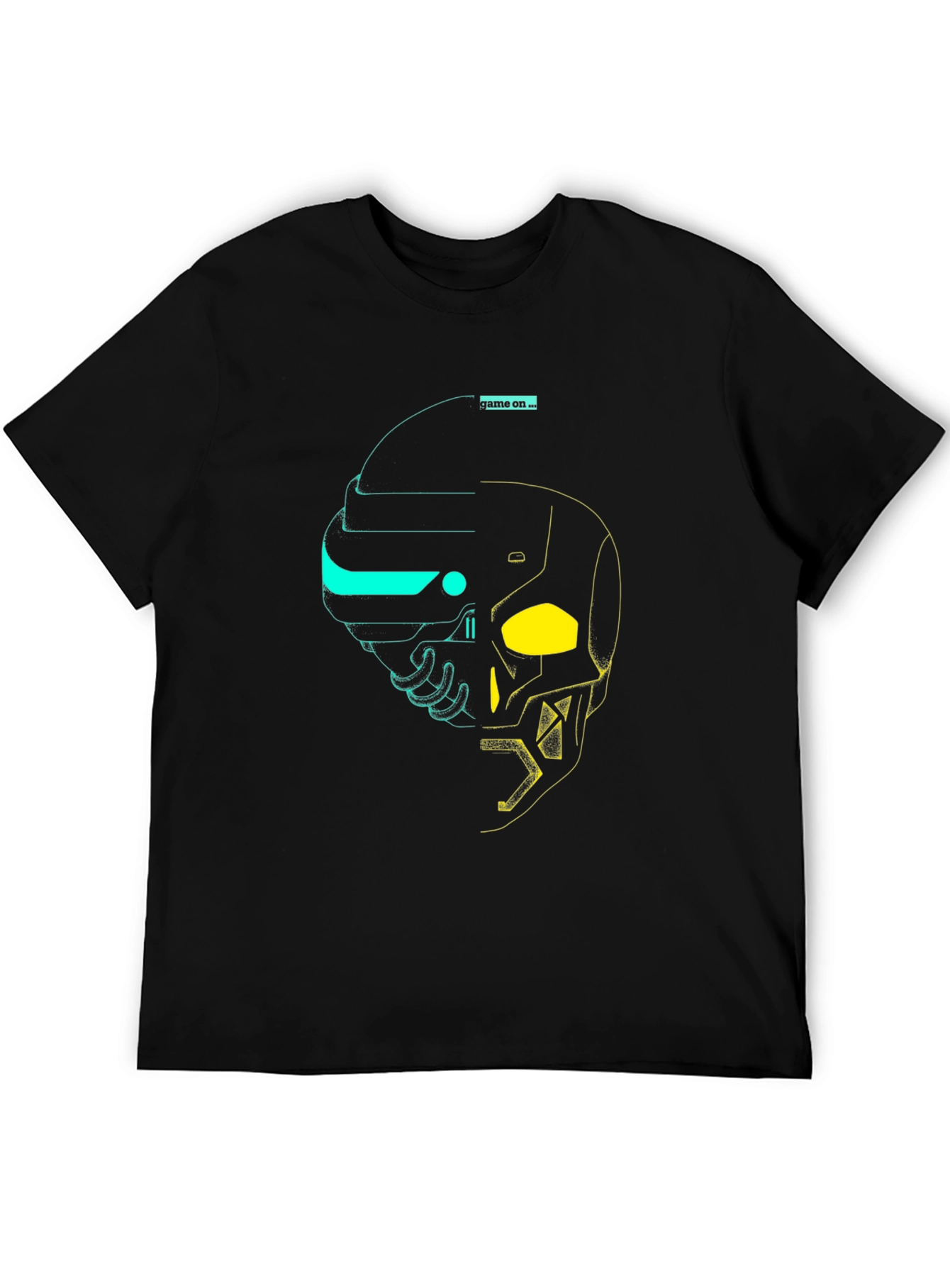 Black Game On Tee: Cyberpunk Skull Graphic T-Shirt view 5