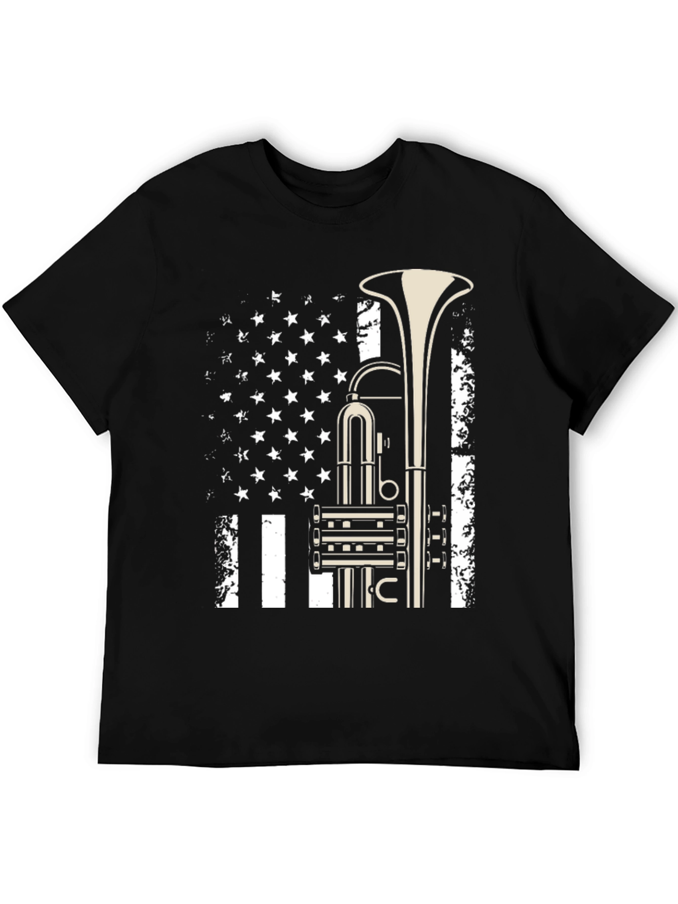 Black Trumpet Flag Graphic Tee - Music Lover Shirt view 5