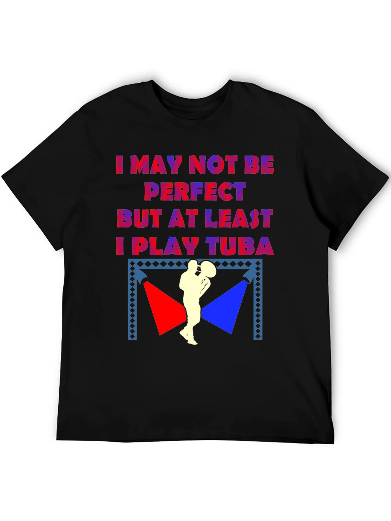 Black Tuba Player Graphic Tee - Musician Novelty Shirt view 5