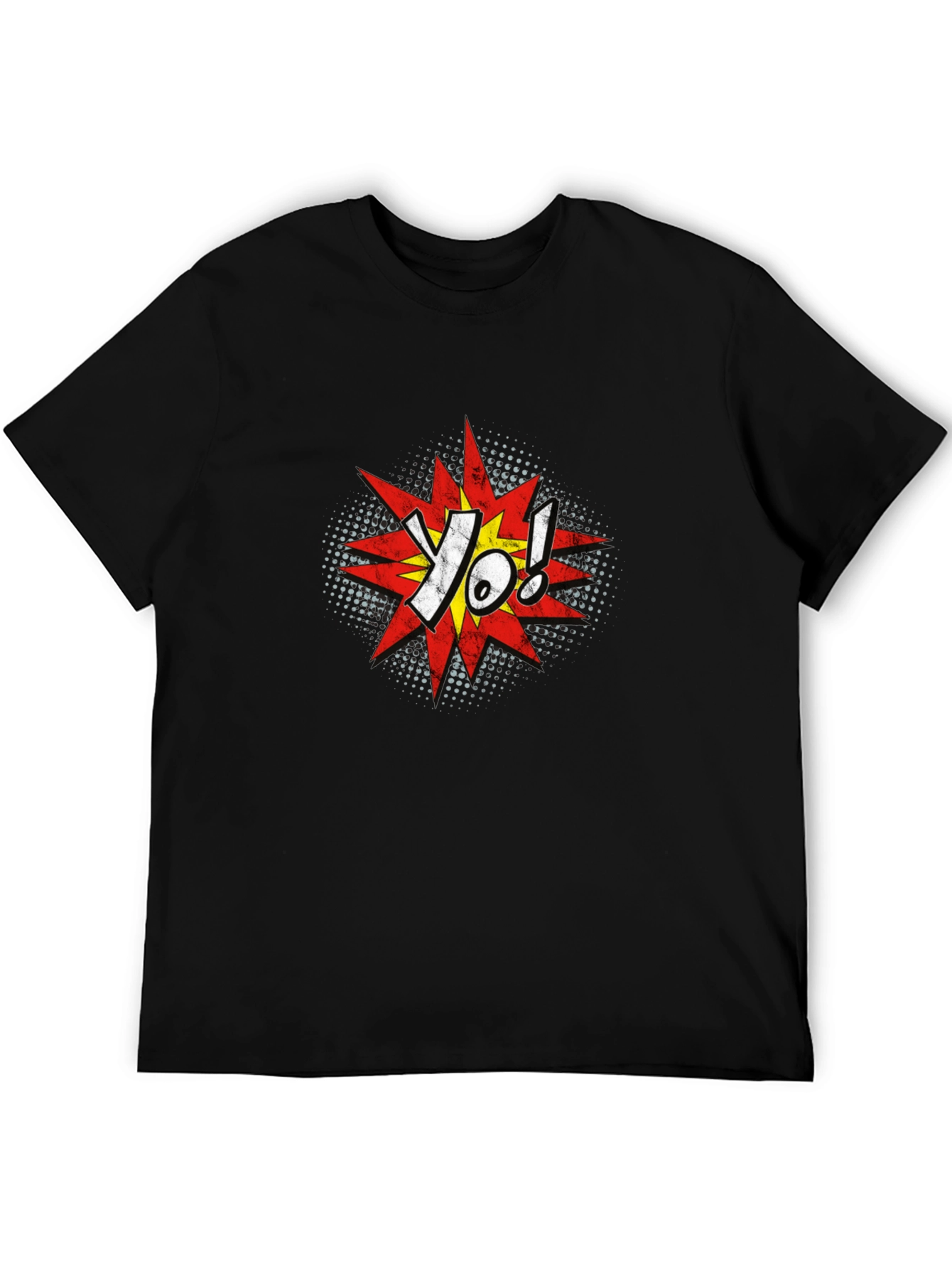 Black Yo! Comic Style Graphic T-Shirt - Black view 5
