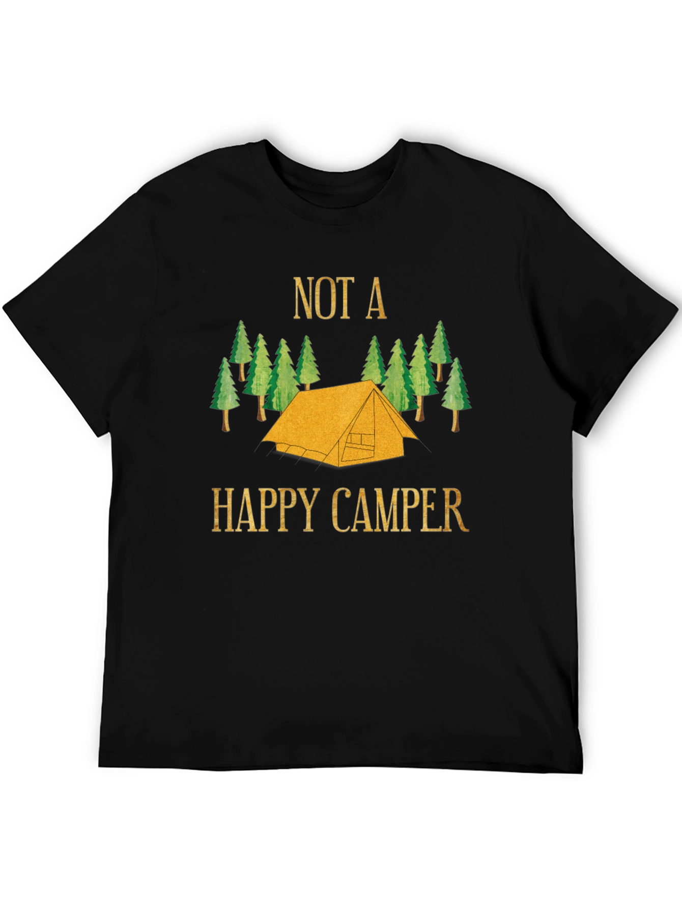 Black Not a Happy Camper Graphic Tee - Black Cotton view 5
