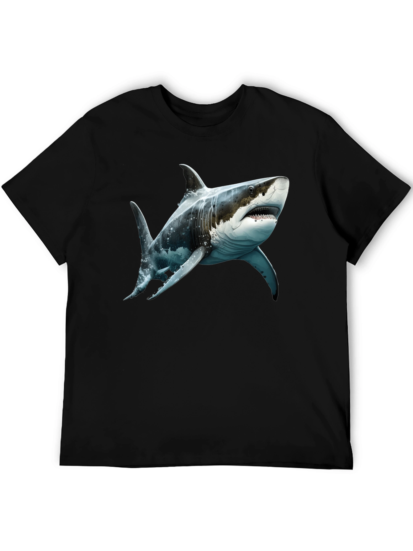 Black Shark Graphic Tee - Men's Black Cotton T-Shirt view 5