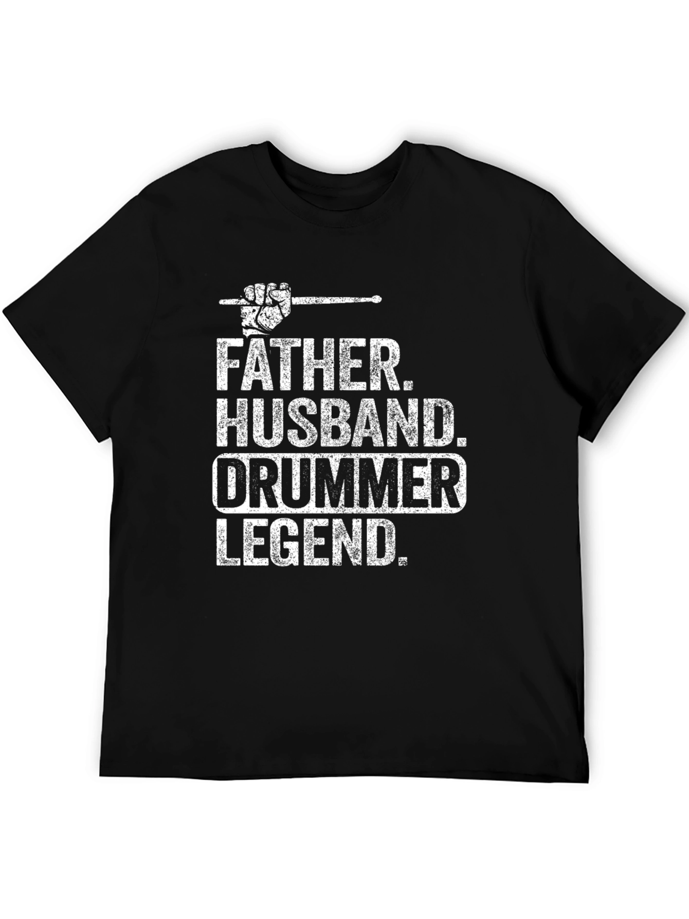 Black Father Husband Drummer Legend T-Shirt view 5