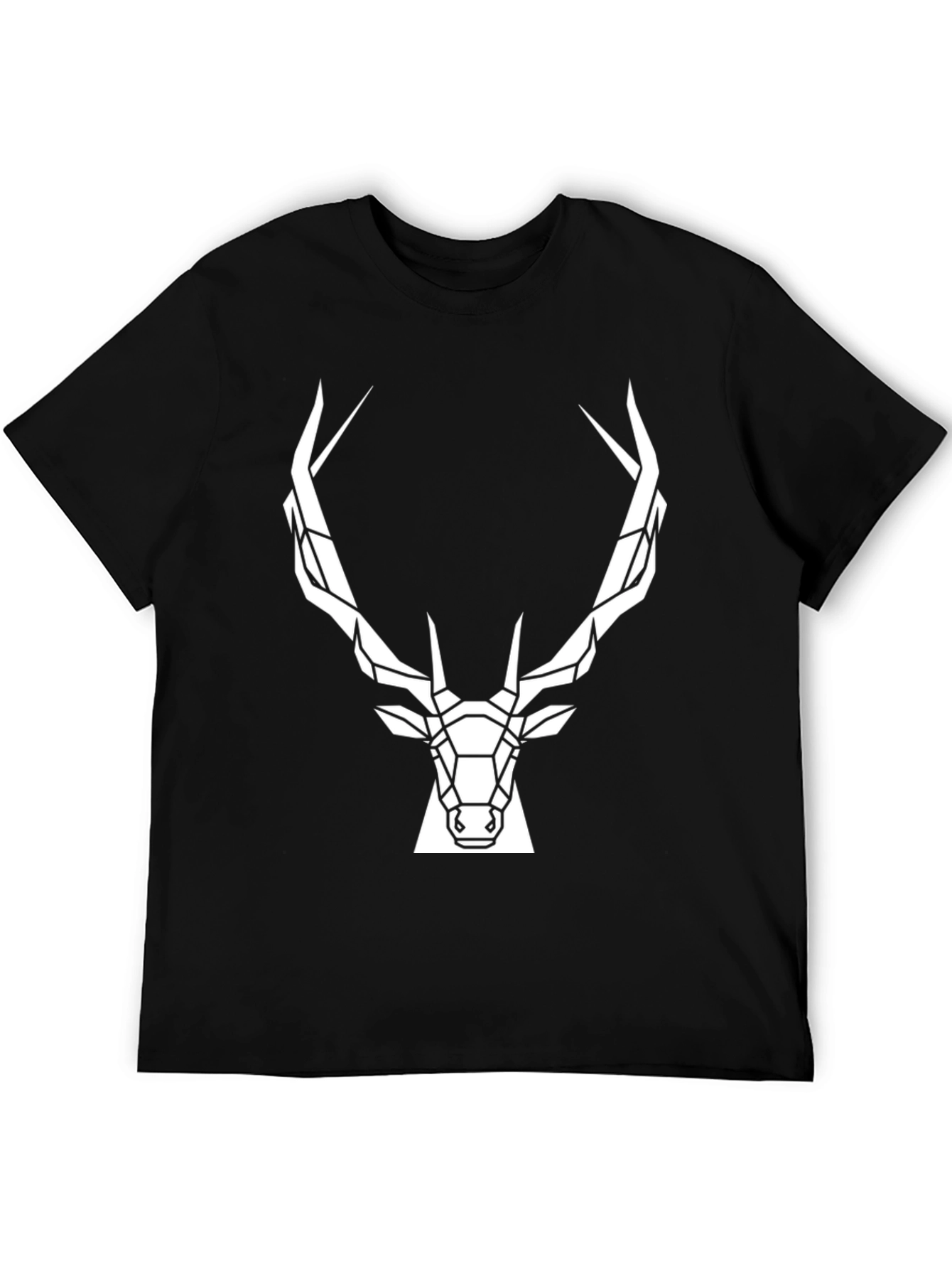 Black Geometric Deer Head T-Shirt - Modern Graphic Tee view 5