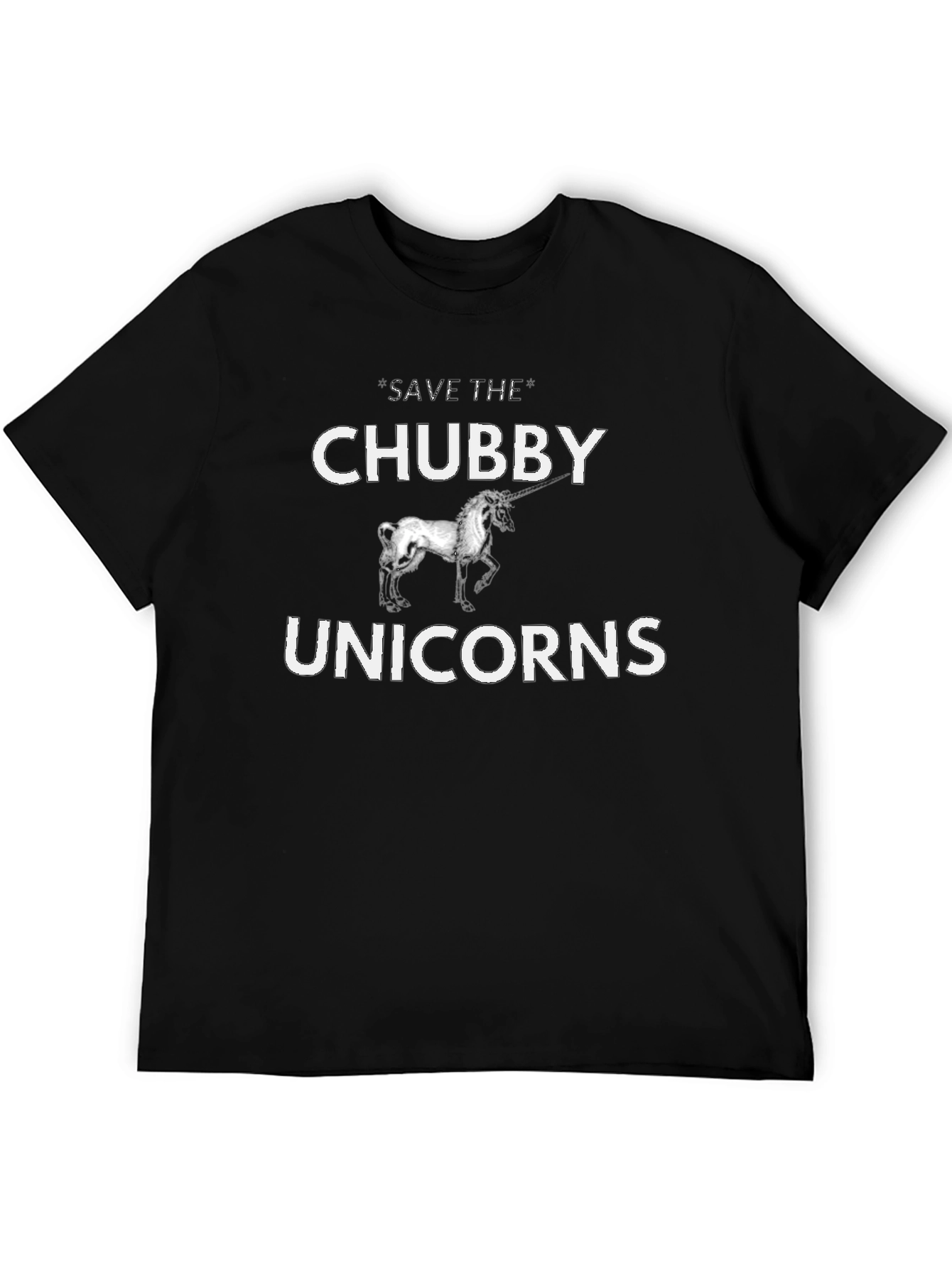 Black Save the Chubby Unicorns Black Graphic T-Shirt view 5
